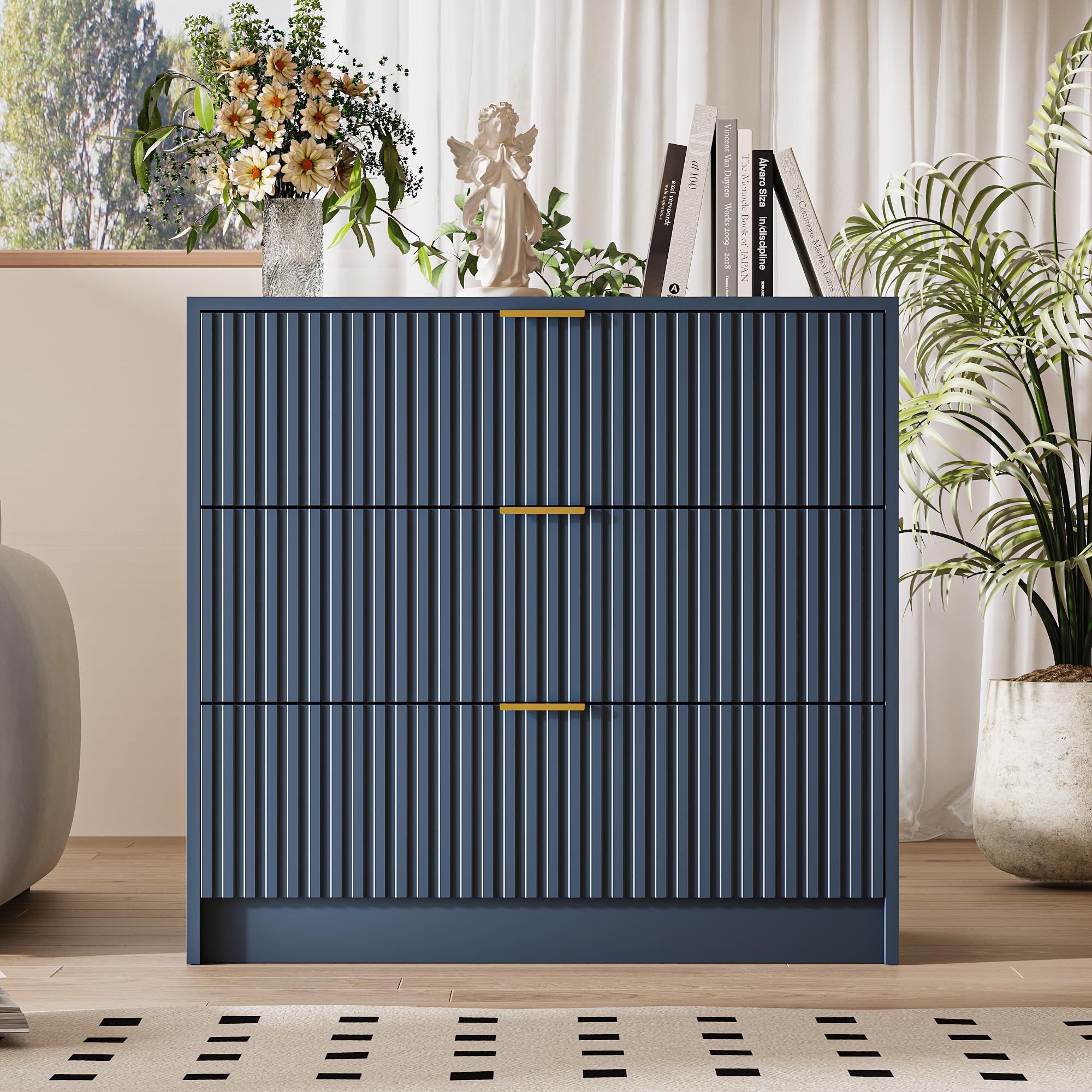 navy blue dresser ikea MAISONARIA Fluted for Bedroom, 32 Inch Wide Nightstand with Large Drawer, 3 Drawer End Table for Bedroom, Living Rooms, Offices, and Entryways, : Home & Kitchen Velvet corset midi dress promo_clearance_include size:L size and inviting home environment.