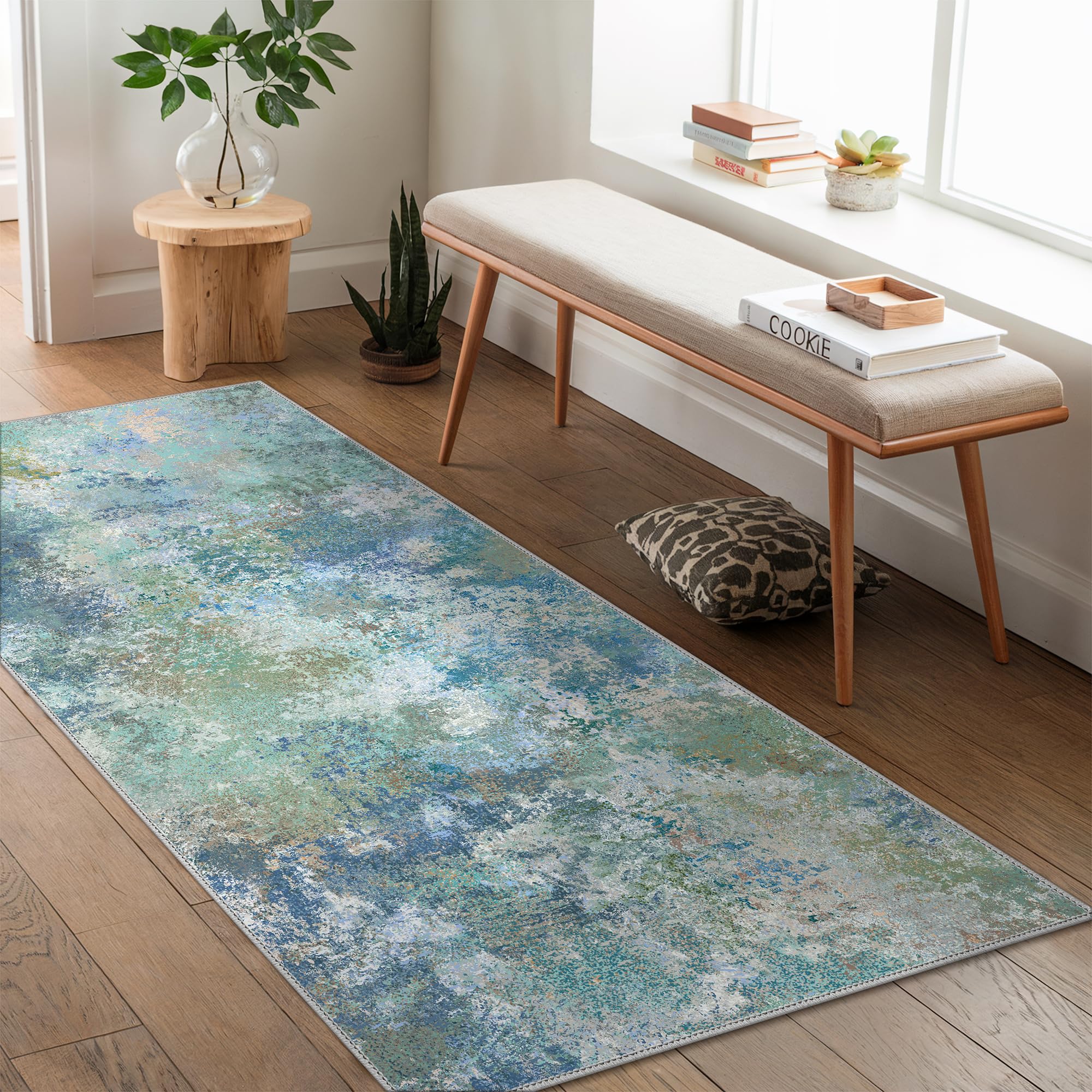 GENIMO Washable Bedroom Runner Rug 80x150cm, Soft Short Pile Non-Slip Carpet Runners, Durable