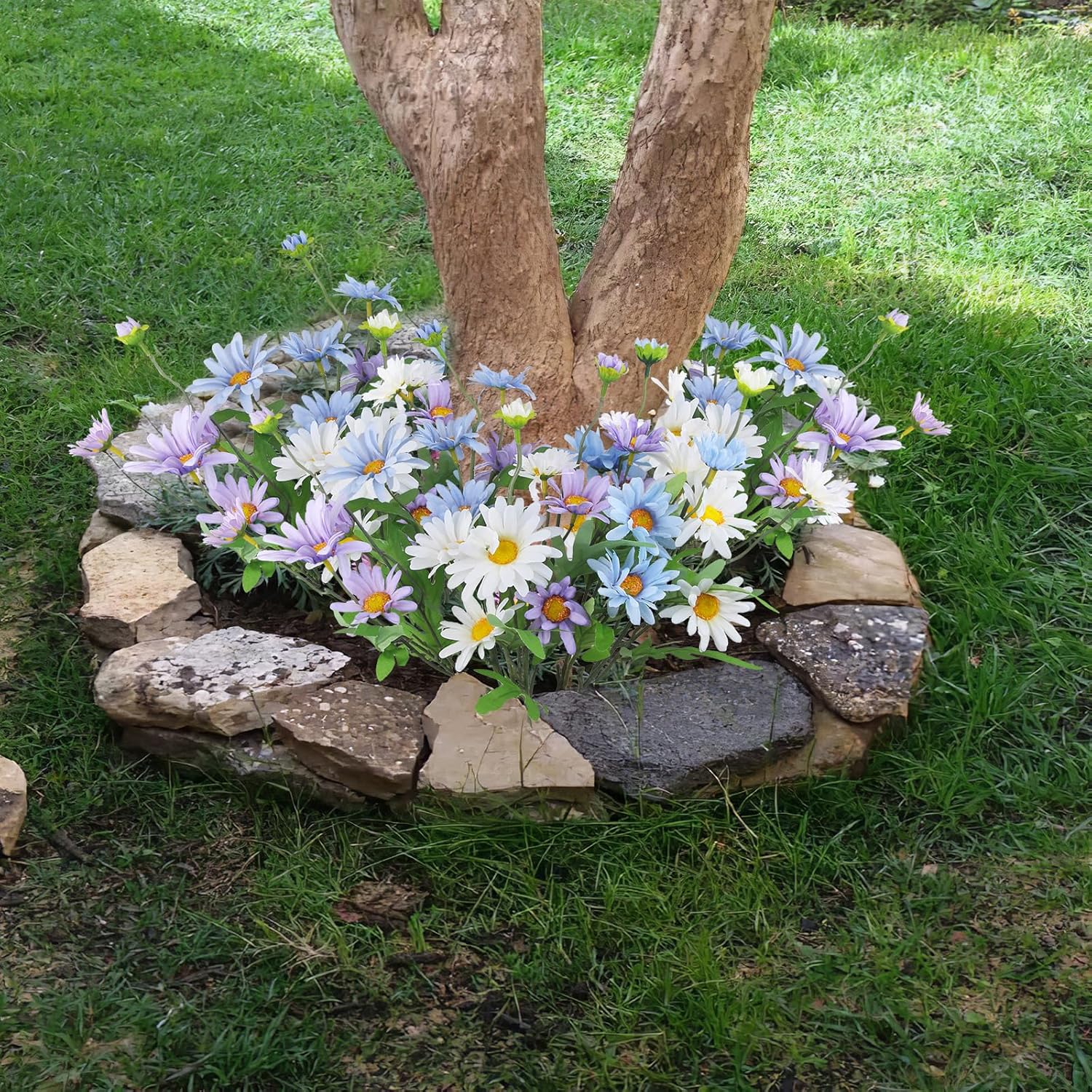 6 Pcs Artificial Daisy Flowers Outdoor Silk Flower Artificial Wildflowers for Decoration Bulk UV Resistant Faux Flowers for Vase Floral Arrangements Home Table Centerpieces Indoor Garden - Image 7