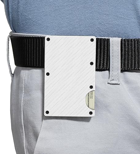 Vista 5 de Billetera metálica para hombre con clip para dinero cartera delgada minimalista delgada para hombre, billetera táctica de aluminio, cartera