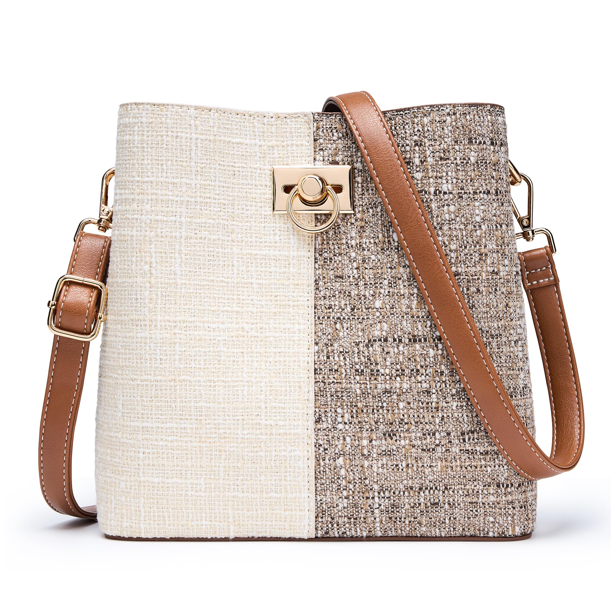 KALIDI Crossbody Bag for Women Shoulder Tote Handbag PU Leather Bucket Bag Cross body Purse with Adjustable Strap, Multi Pockets