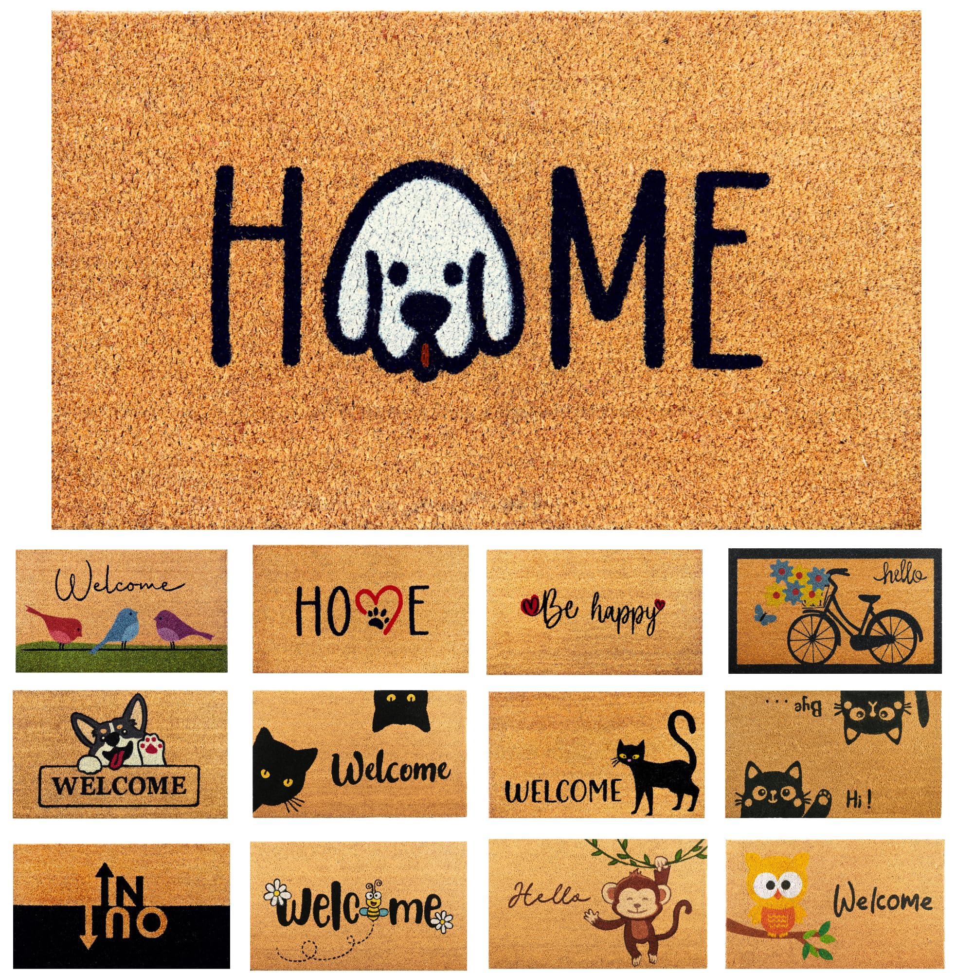 Felpudo Home Perro de Fibra Coco - 70x40cm - Felpudos Antideslizantes - Felpudos Originales para la Entrada a Casa, Pasillos, Puertas de Exterior-Accesorios para el Hogar-Material Resistente