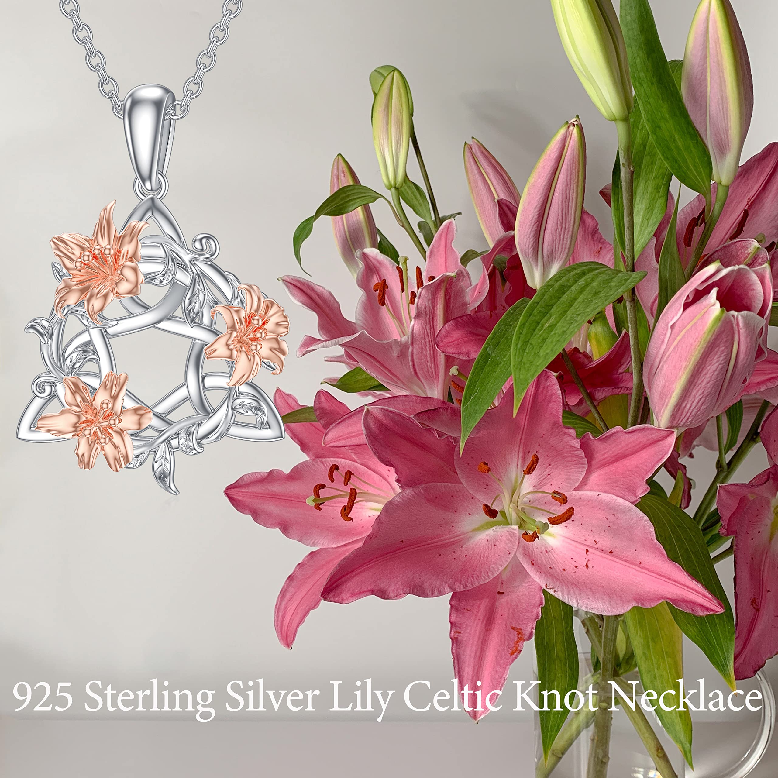 RMREWY - Collar de nudo celta de plata de ley 925, joyería de buena suerte, triquetra irlandesa, colgante de nudo triangular, joyería para el día de la madre, regalo para mujeres, madres y niñas
