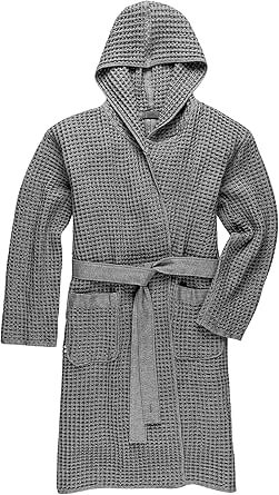 ONSEN Bath Robe - Waffle Weave 100% Supima Cotton Robe with Hood - Fast Absorbing Waffle Knit Bathrobe Unisex Cotton