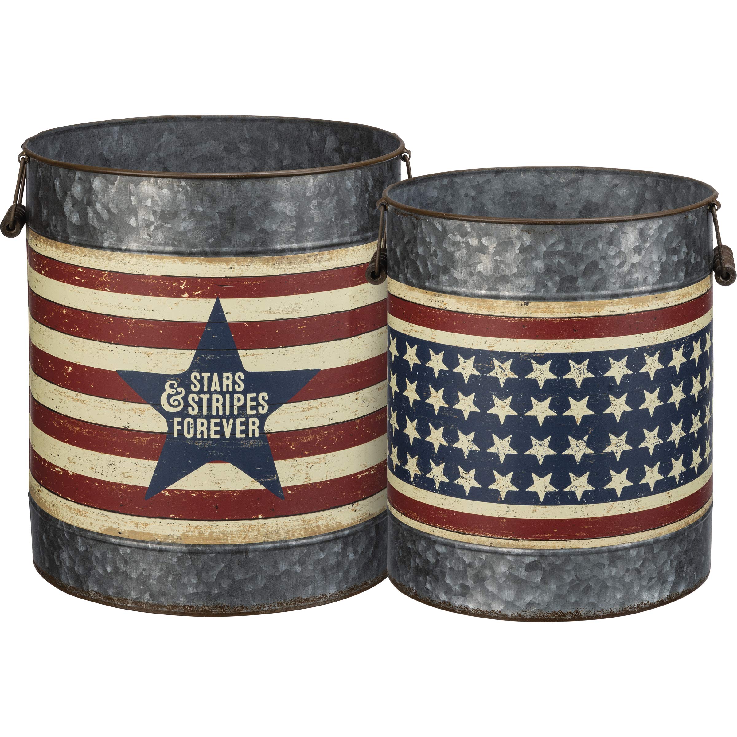Primitives by Kathy Home Décor Bucket Set with Stars & Stripes Forever Sentiment