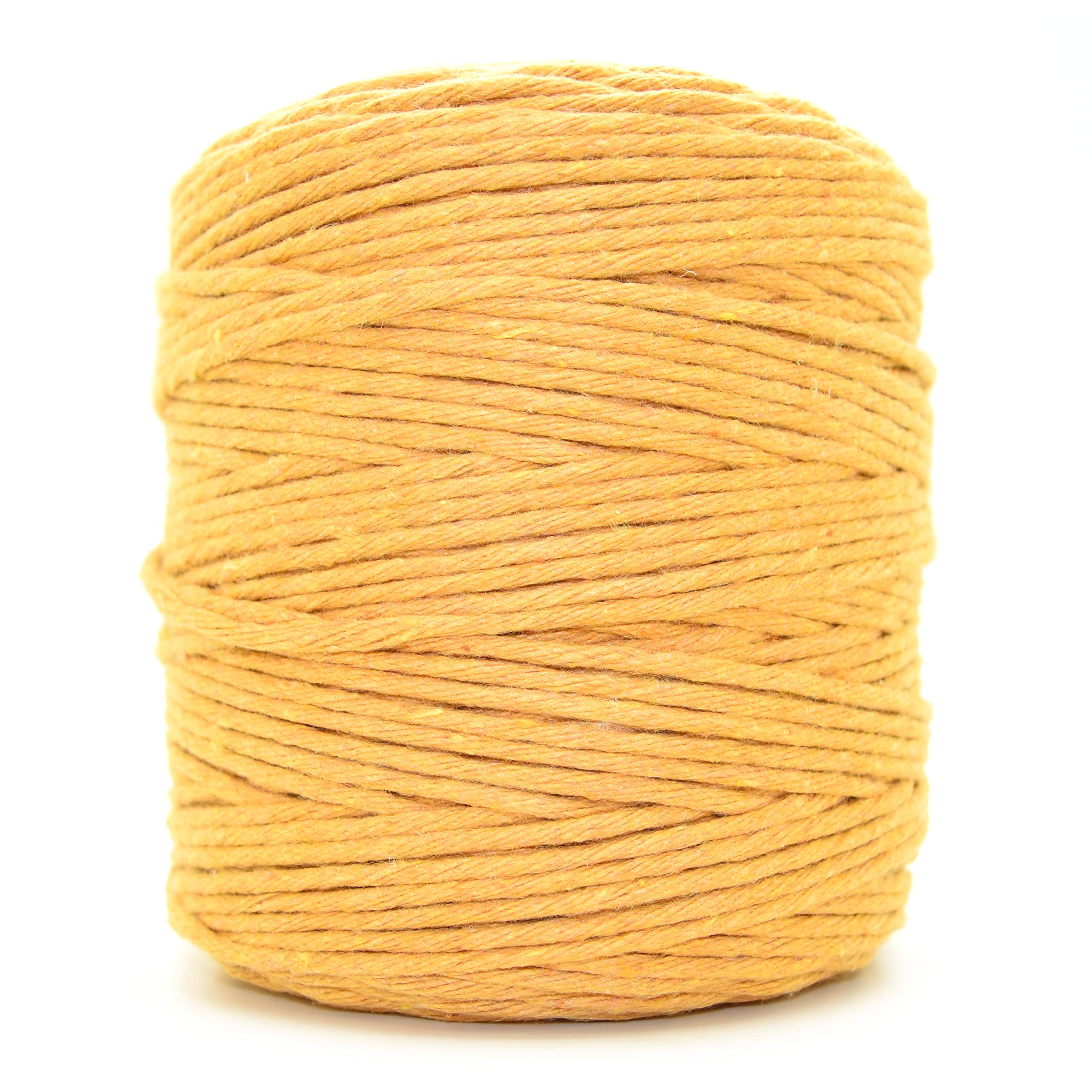 Premium Mustard Yellow Macrame Cord, 200 m / 656 ft of 3 mm Thick Natural Cotton Thread Yarn Macrame Rope for Wall Hangings, Plant Hangers, DIY Crafts, Home Decorations, Gift Wrapping (Reel)
