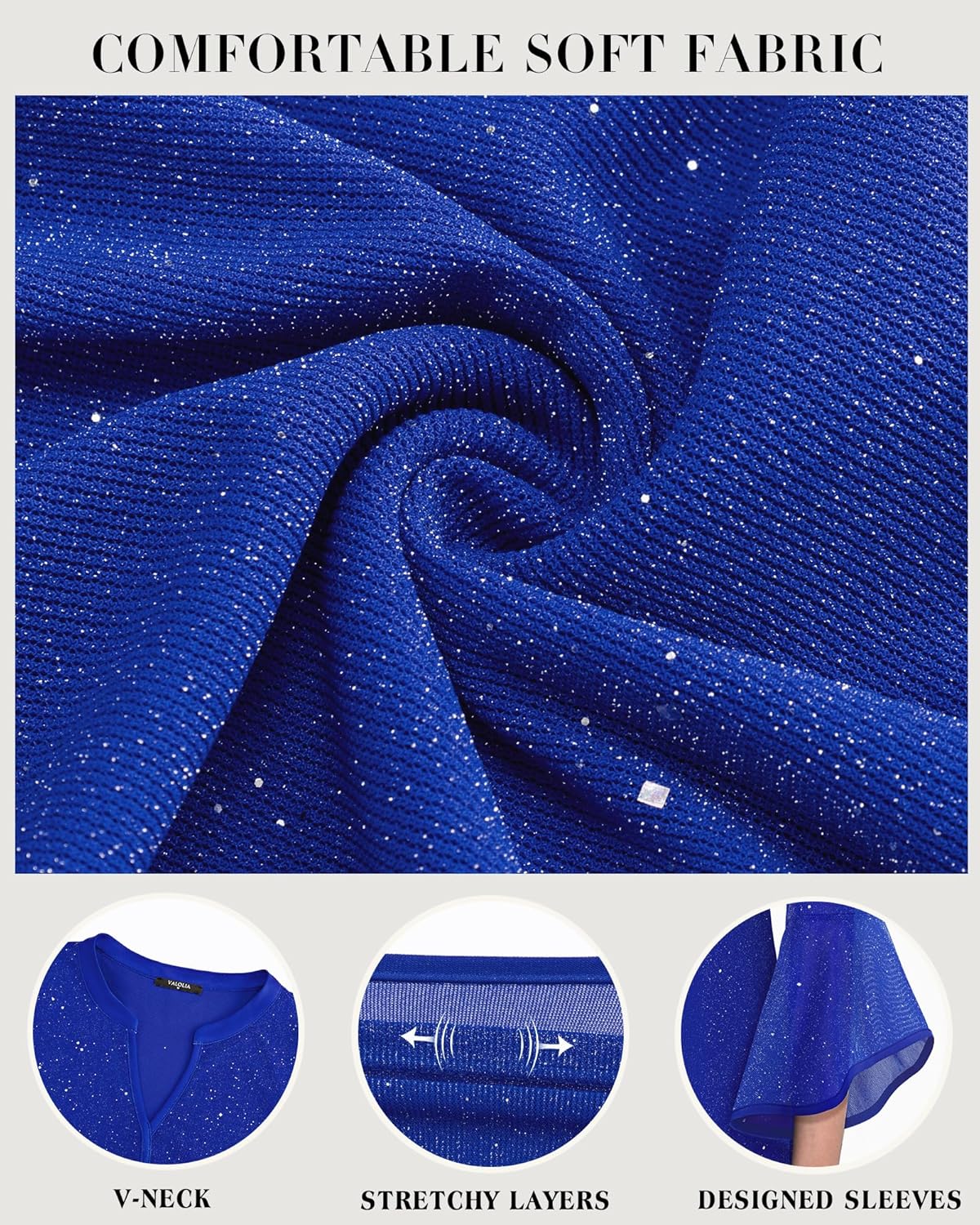 VALOLIA Women's 3/4 Sleeve Dressy Blouses Shirts Casual Loose Fit Mesh Layered Flowy Tunic Tops - Image 4