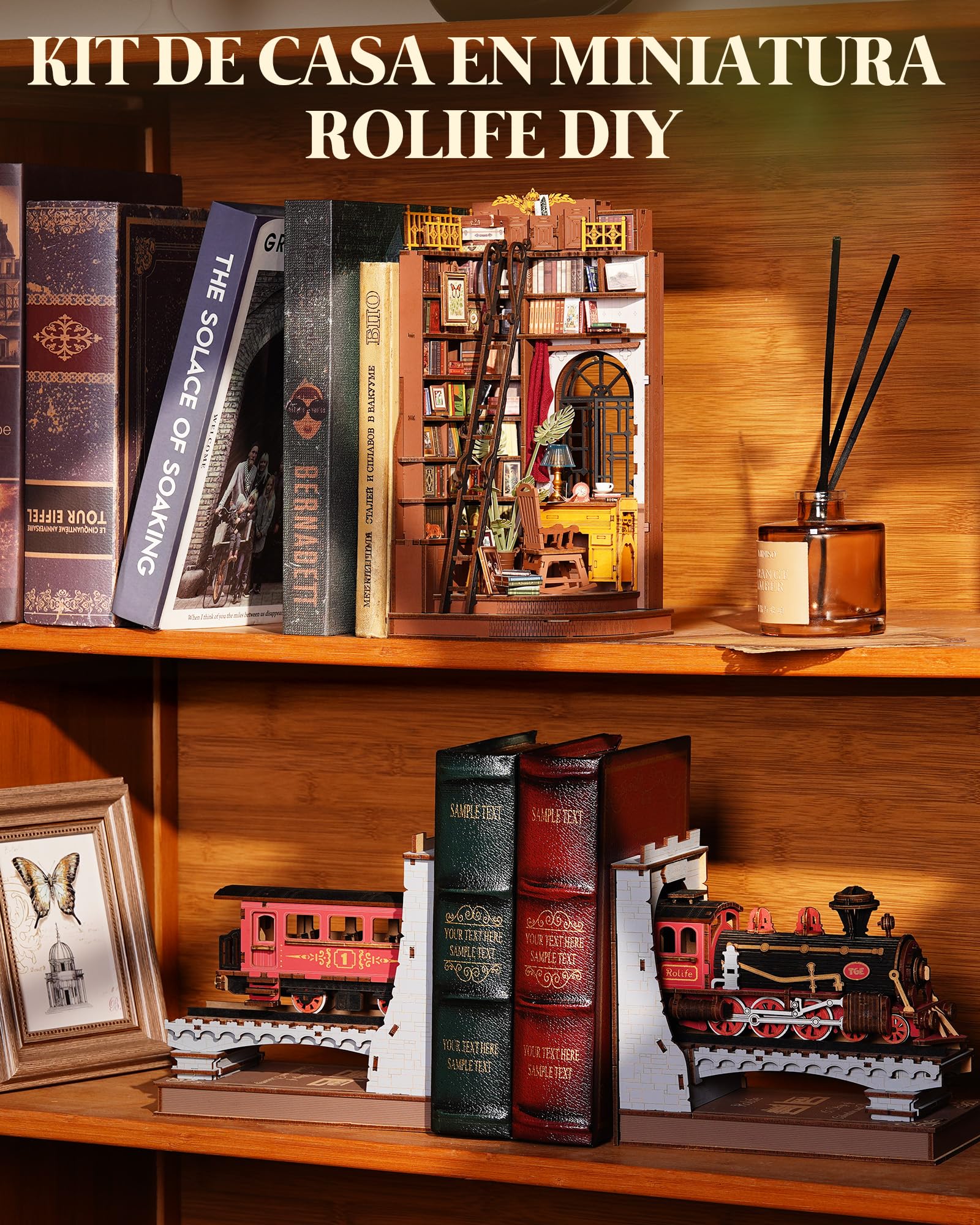 Rolife Book Nook Estudio de Esquina Silencioso Casa de Muñecas para Decoración de Escritorios Diorama Booknook DIY Miniaturas House Regalo de Cumpleaños de Navidad para Adolescentes y Persona Amada