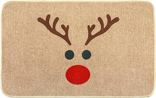 Miniatura 1 de Erweicet Tapete de Navidad de bienvenida de Navidad, antideslizante y lavable, tapete de invierno con parte trasera de goma, tapete de puerta de