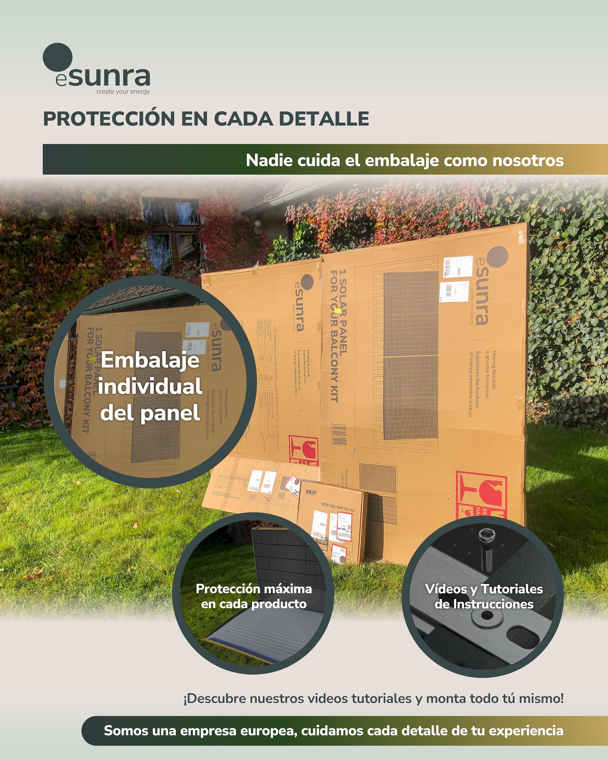 Kit Solar balcón 800W - Plug and Play - 2 paneles solares bifaciales 430W - ALL BLACK - TOPCon - Microinversor NEP BDM800W - Cable de 5 m - App de monitorización