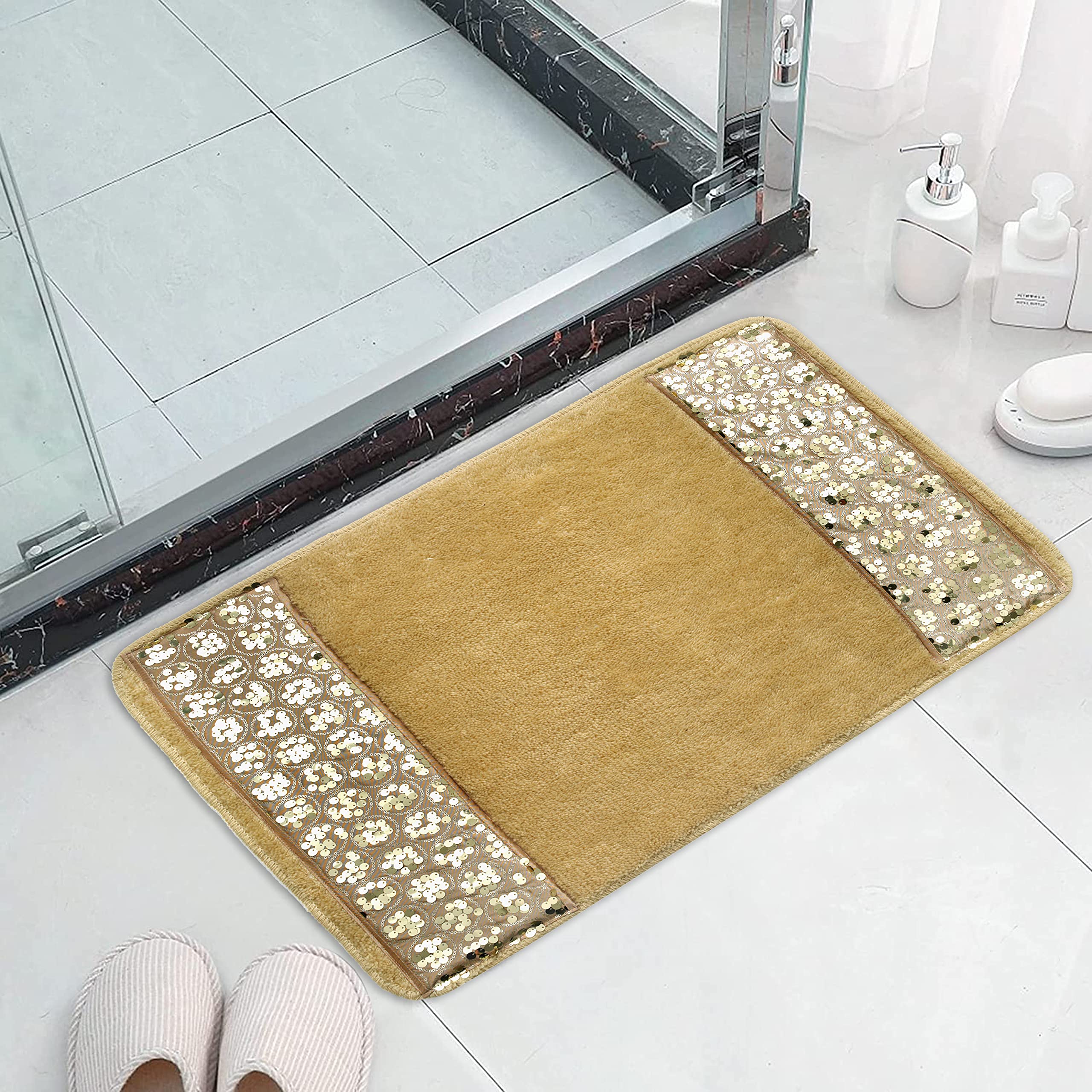 Gold Bathroom Rugs Luxury Country House Jacquard Floral Bath Mat