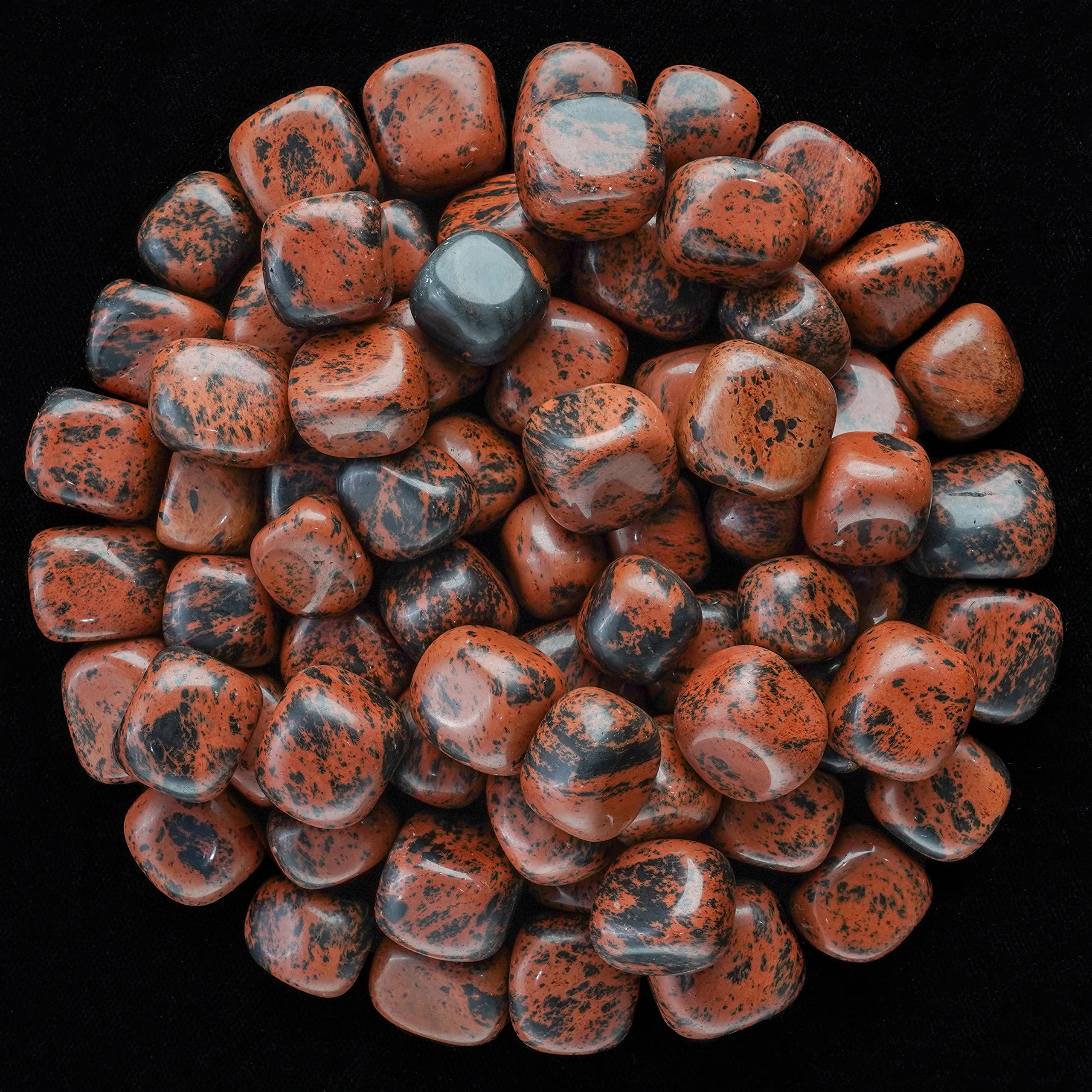 Crocon Juego de piedras caídas de obsidiana de caoba de 1 libra y juego natural a granel para curación de reiki, regalo de equilibrio de chakras, regalo de cumpleaños para mujeres, tamaño: 20-25 mm