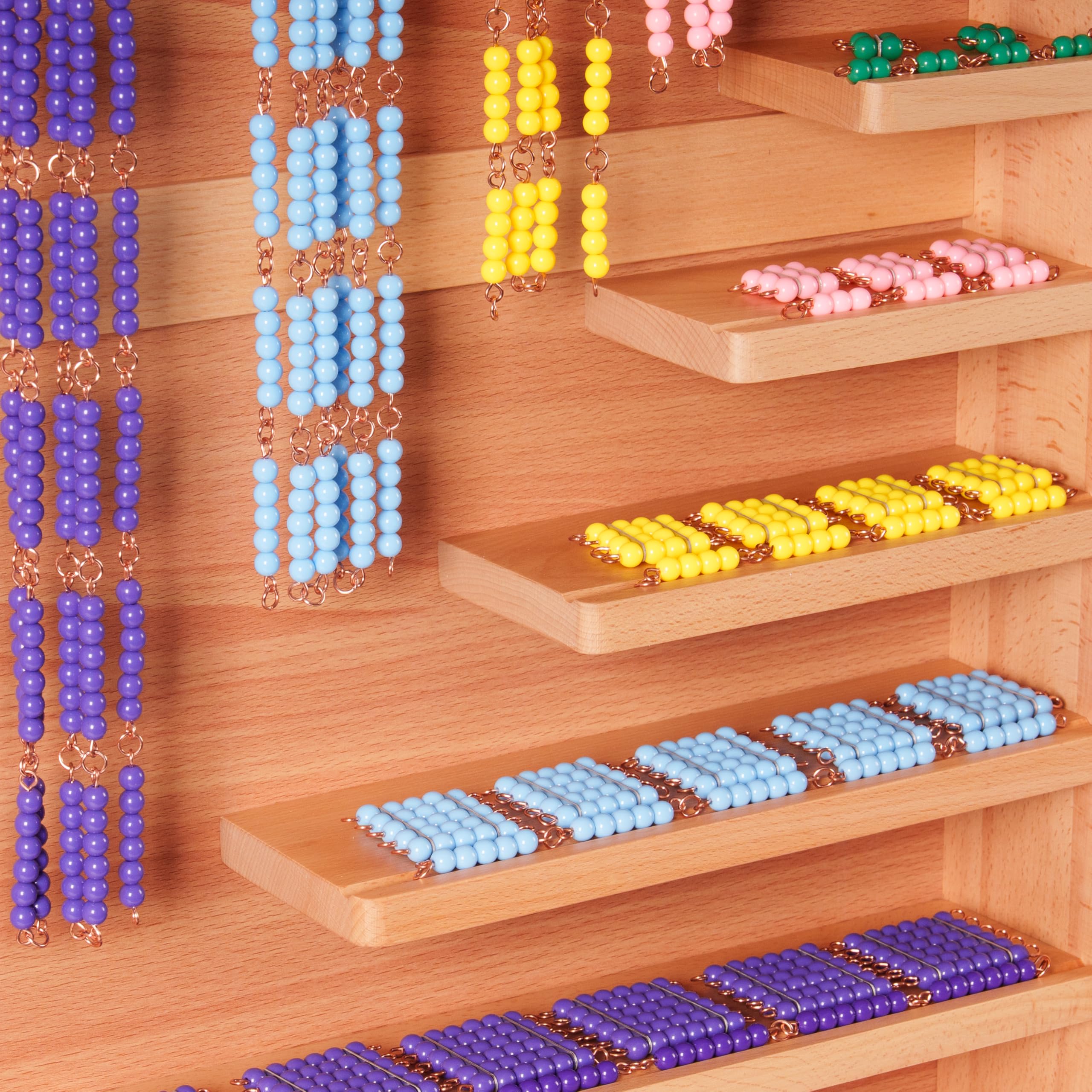 Montessori materiali matematici, giocattolo educativo in legno per numeri e calcoli, scuola materna e elementare, scuola domestica e aule a partire dai 3 anni (set completo di perline