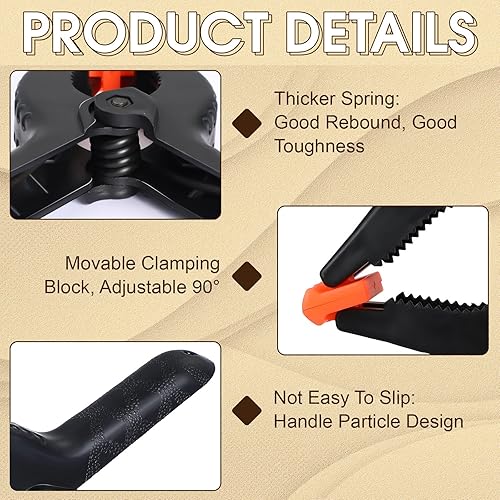 Miniatura 4 de Tanlade 50 abrazaderas de resorte de 6 pulgadas, clips de resorte resistentes con apertura de mandíbula, abrazaderas de telón de fondo para soporte