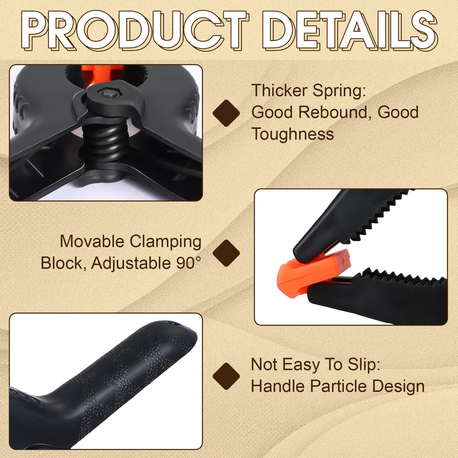 Tanlade 50 abrazaderas de resorte de 6 pulgadas, clips de resorte resistentes con apertura de mandíbula de 2.6 pulgadas, abrazaderas de plástico de nailon para carpintería, abrazaderas de mano grandes