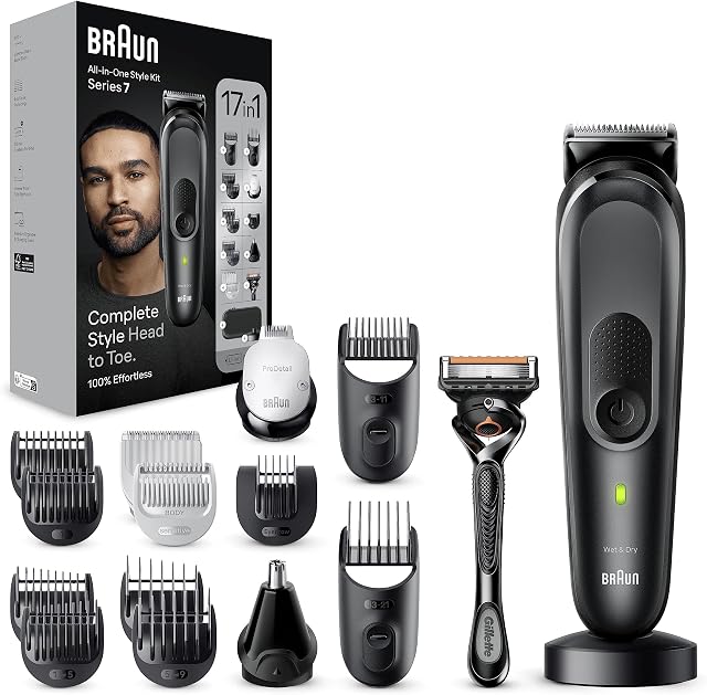 Braun All In One Series 7 4210201447597 Zestaw do Stylizacji, Czarny/Szary, 17 w 1