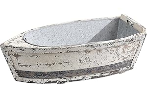 Enticing Wooden Boat Decorative with Tin Insert for a Nautical Ambiance