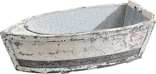 Barco decorativo de madera con inserto de estaño