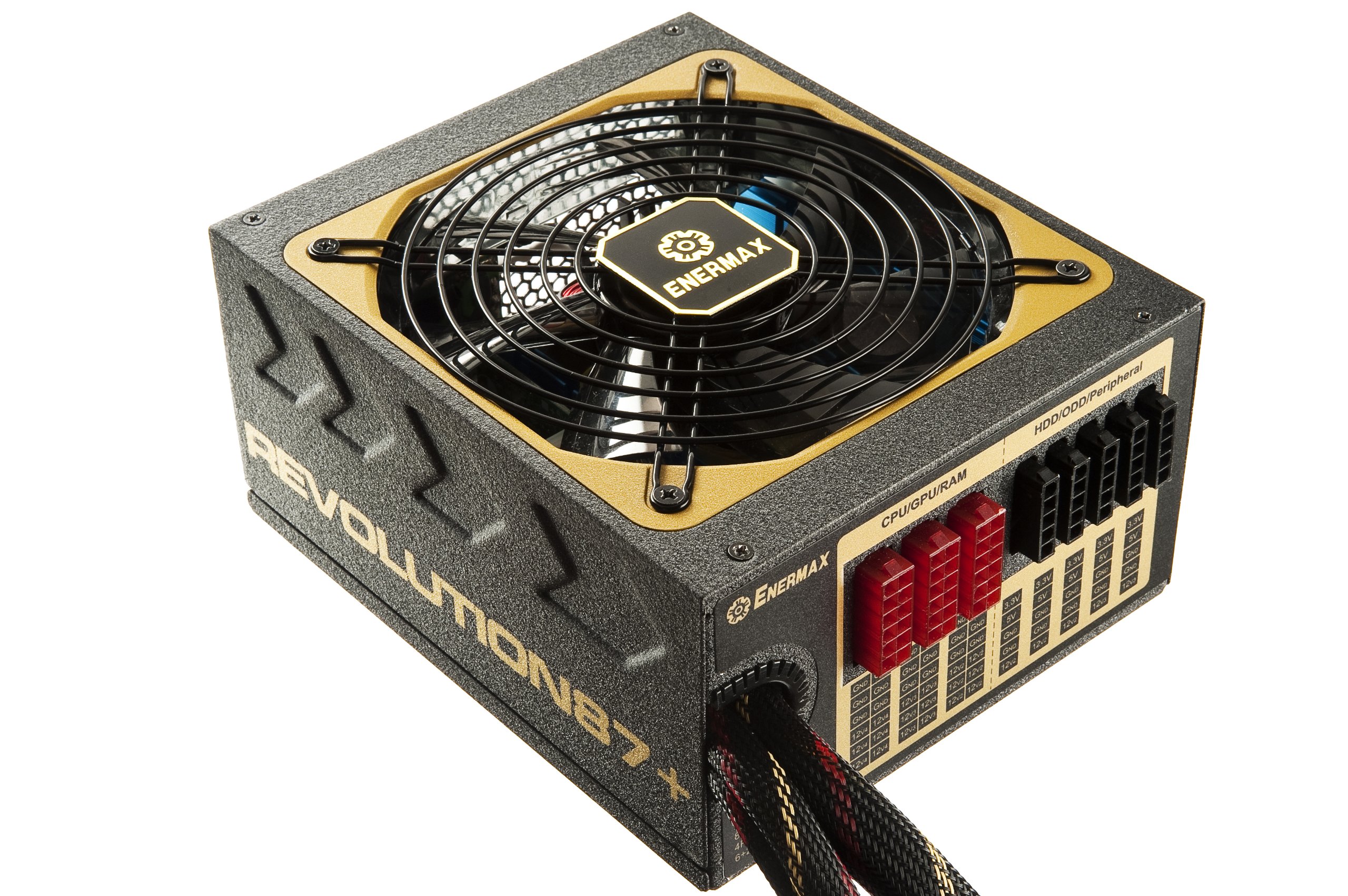 Enermax Revolution87+ 1000W 80 Plus Gold Certified Modular Power Supply with 13.9cm Twister-Bearing Fan and 100% 105°C Japanese Electrolytic Capacitors, ERV1000EWT-G