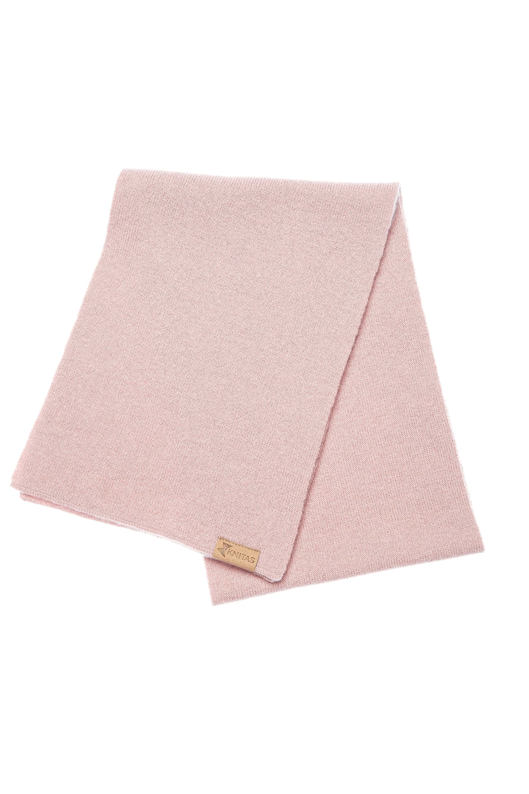 Sciarpa in Merino e Cashmere per Bambini, Calda Sciarpa Invernale a Maglia, Rosa, 110x18cm