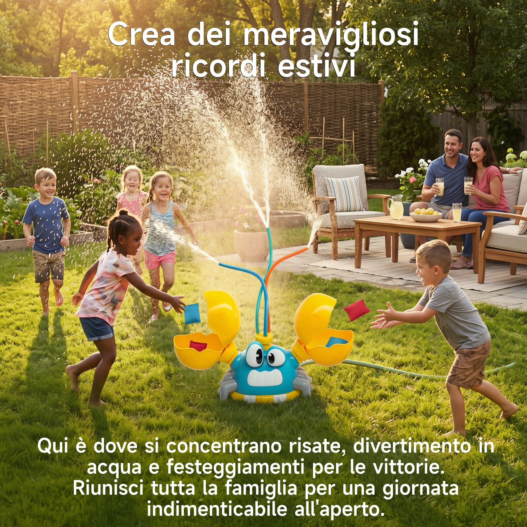 Giochi d'Acqua per Bambini con Cornhole e 3 Getti | Tre modalità di spruzzo, pinze mobili per cornhole, divertimento attivo e coordinazione