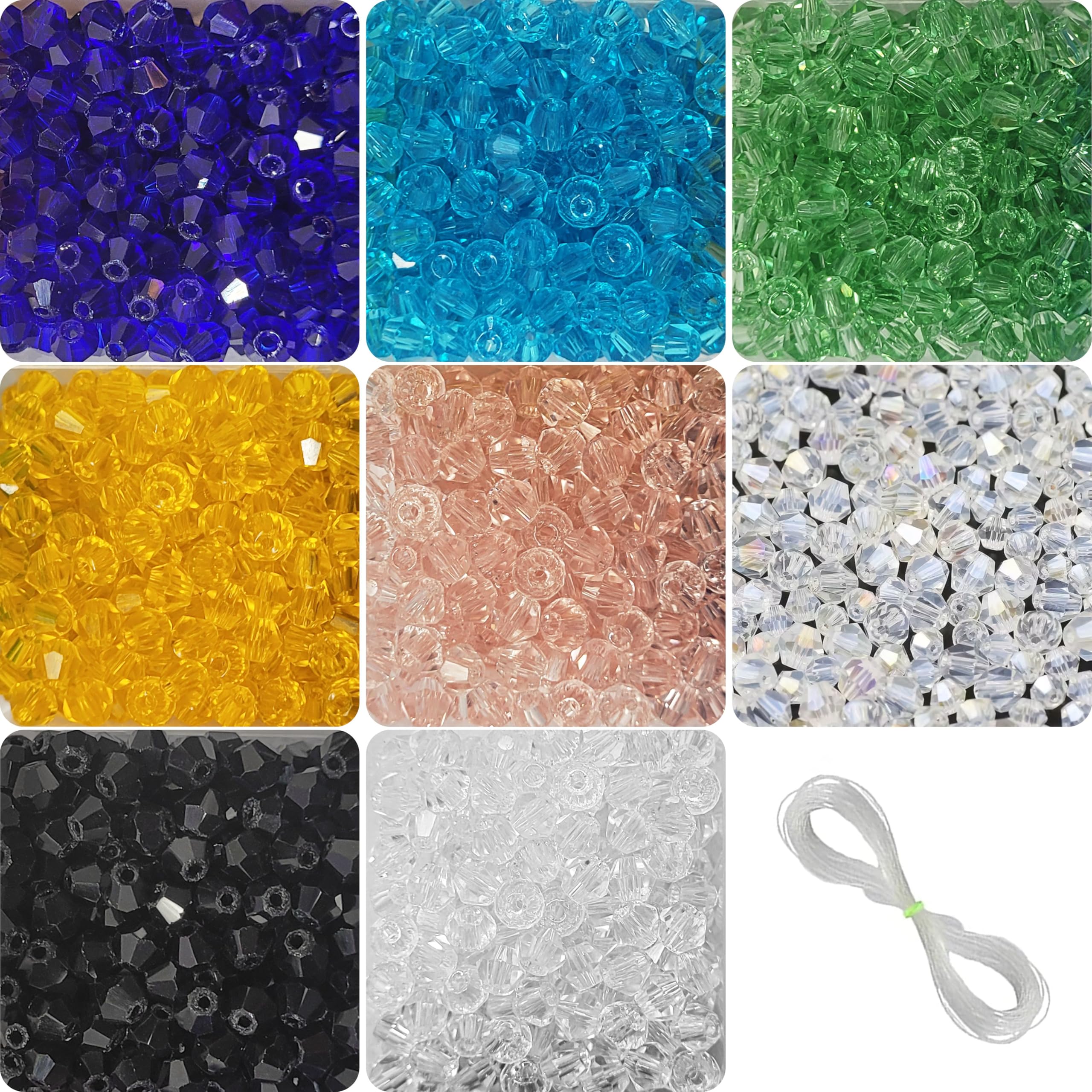 INDIKONB Crystal Beads 4mm Glass Bicone Beads | Faceted Multicolor Loose Spacer Beads for Jewelry Making, Bracelet Earring Necklace DIY Craft Supplies-picture-38