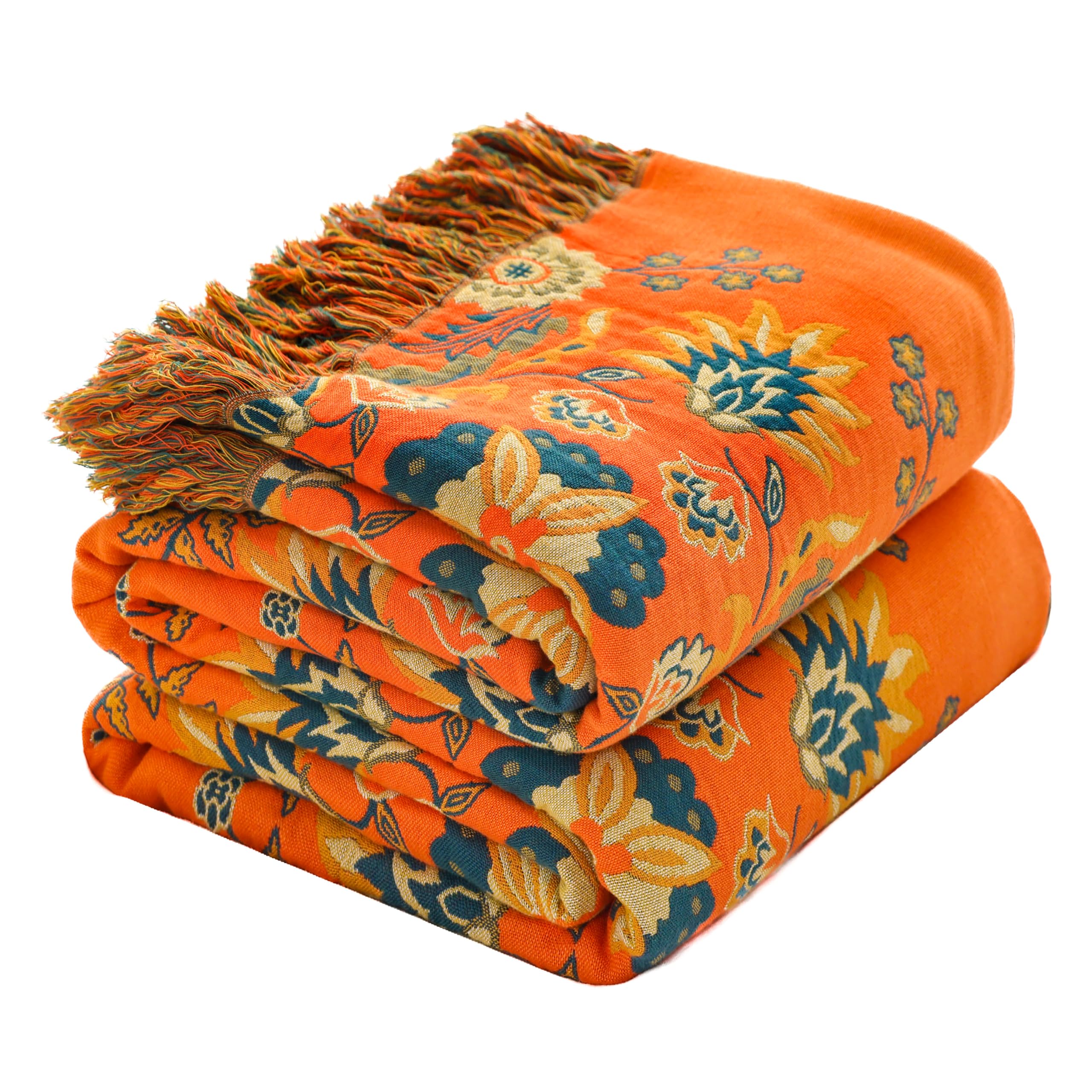 HOORDRY Colcha de algodón, manta para sofá con estampado, 150 x 200 cm, de doble cara, estilo bohemio, reversible, para ver la televisión o en la silla, cama individual