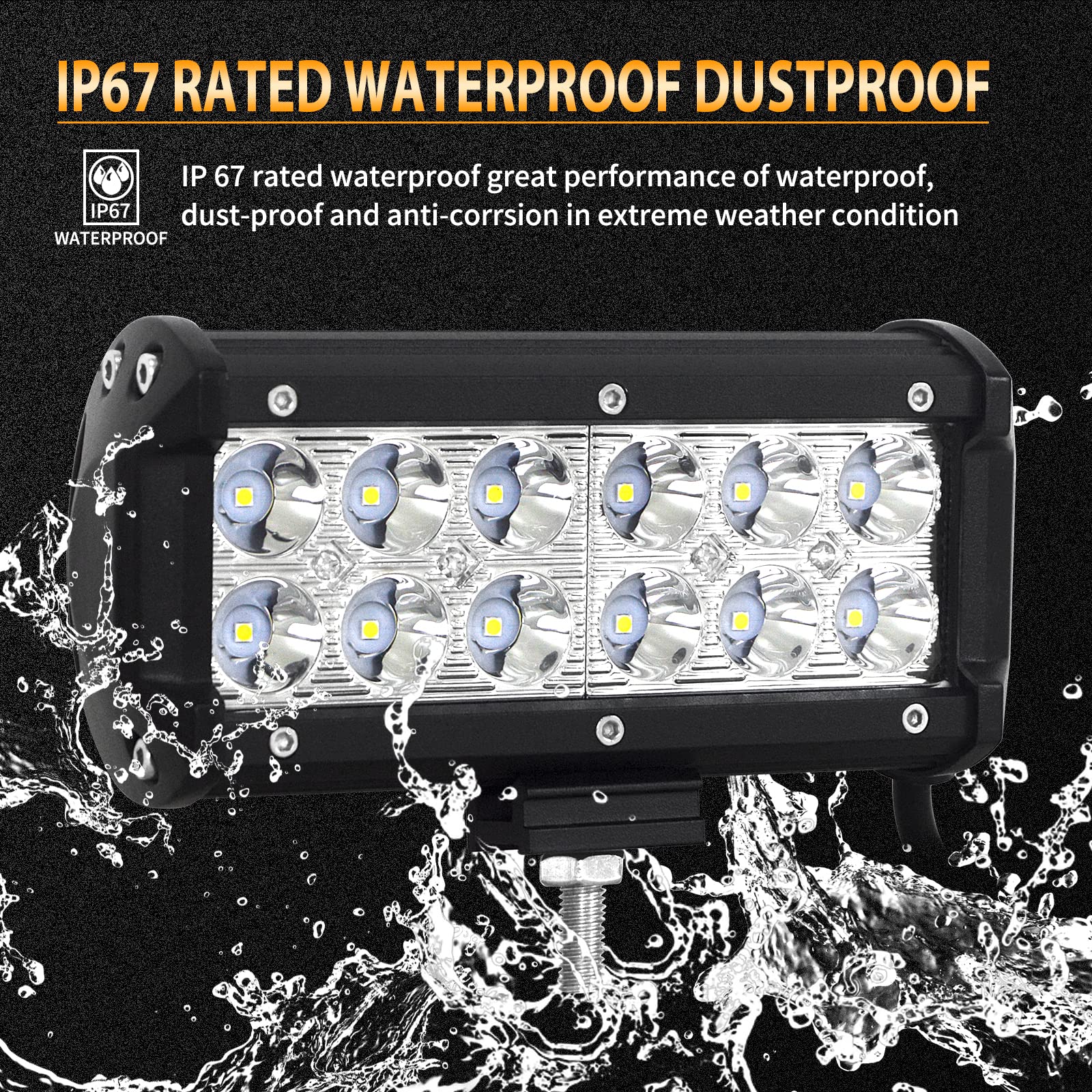 RIGIDON 6 Pcs Faros Trabajo led, 7 Pulgadas 36W, Spot lámpara para Off Road camión Coche ATV SUV 4x4 Tractor, Spotlights lámpara de conducción 6000K Blanco, Foco led 12v 24v