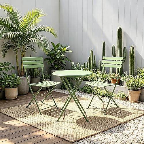 3-Piece Bistro Sets Folding Patio Furniture Set with 2 Chairs