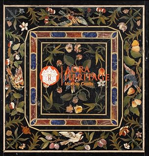 Marble Black Conference Dining Table Top Pietra Dura Inlay Marquetry Decor