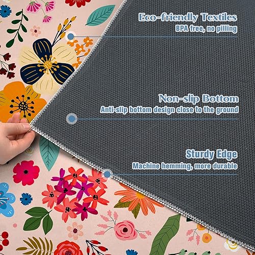 Miniatura 3 de Tapete para silla de oficina para suelo de madera dura, flores florales, 36 x 48 pulgadas, tapete antideslizante para silla de juegos de