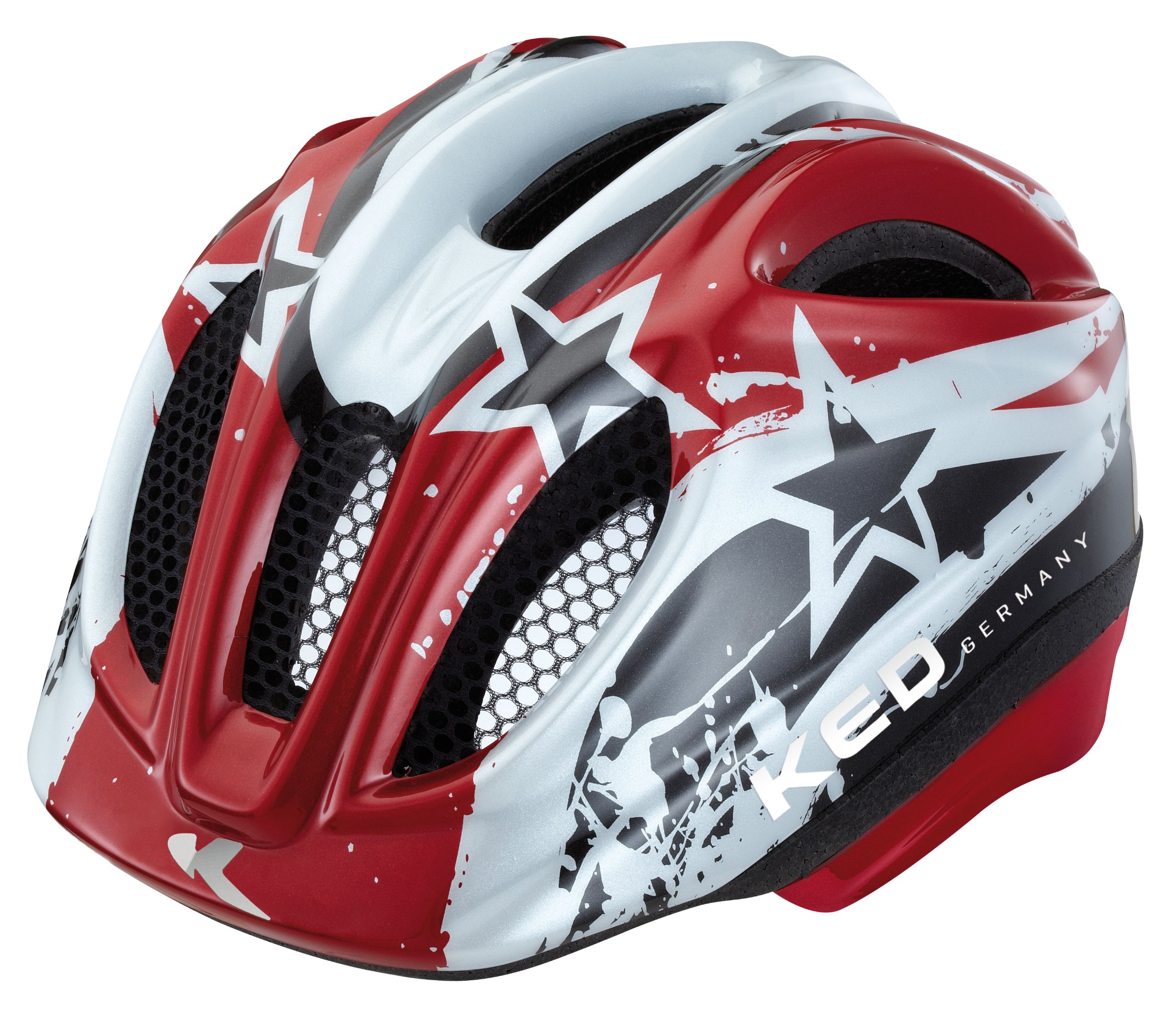 KED Fahrradhelm Meggy, Red Stars, 46-51 cm, 15409122S