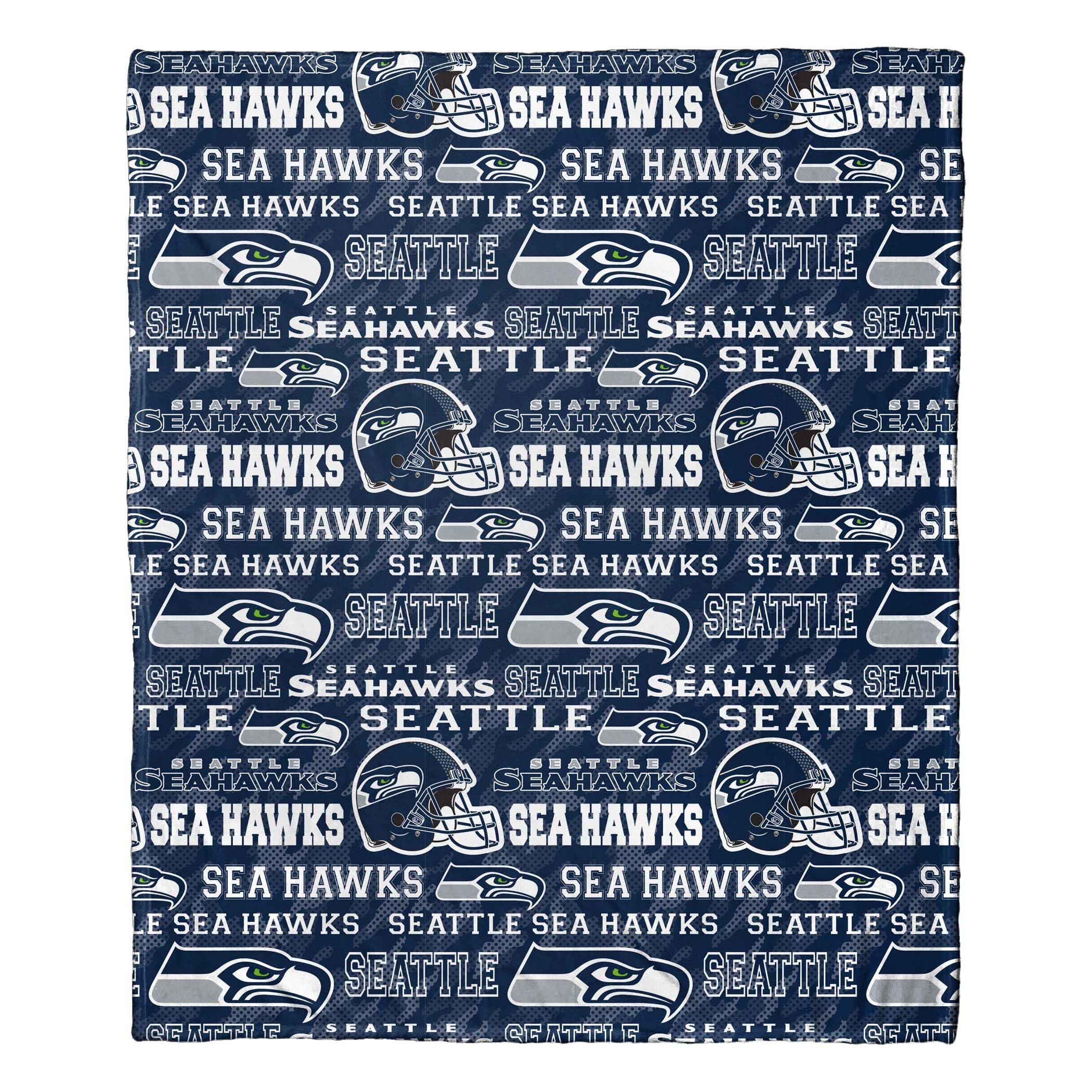 NORTHWEST NFL Hypnotic Camo Pocket Pillow 14x14 and Throw Blanket 40x50 Set, Seattle Seahawks, Team Colors
