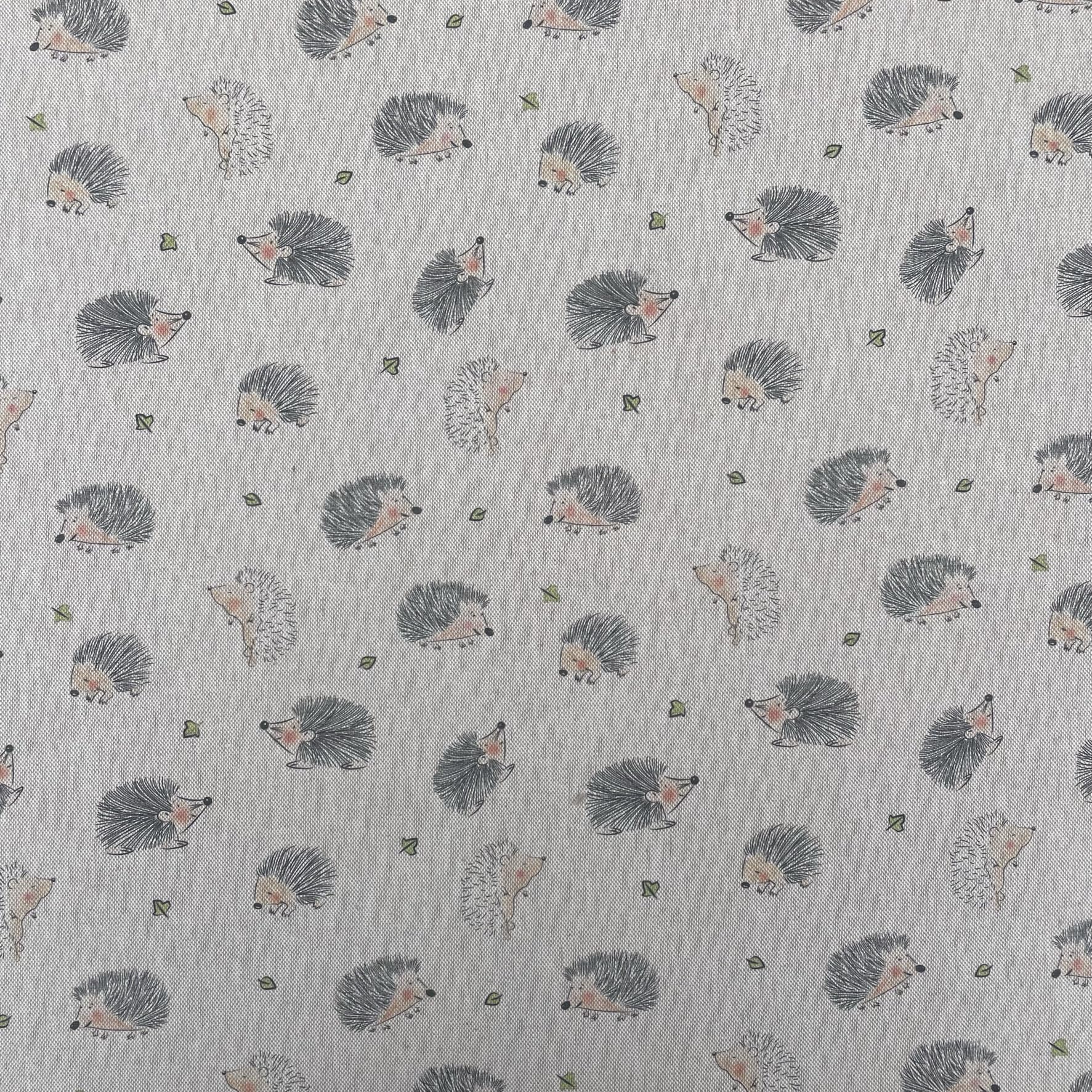 Animals Flowers Digital Printed Cotton Rich Linen Vintage Look Quilting Craft Project Cushion Curtain Furnishing Upholstery Home Fabric Material | 55" - 140 cm Wide (per Metre, Little Hedgehogs)