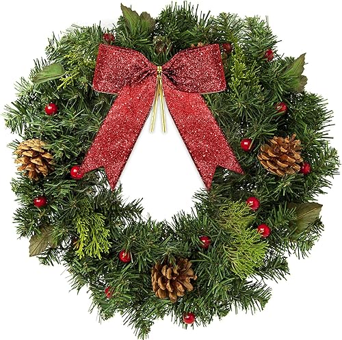 Miniatura 6 de Sumind 36 lazos rojos con purpurina para árbol de Navidad, lazos de 5 x 4 pulgadas para bolsas de golosinas, cesta de envoltura de regalo, boda,