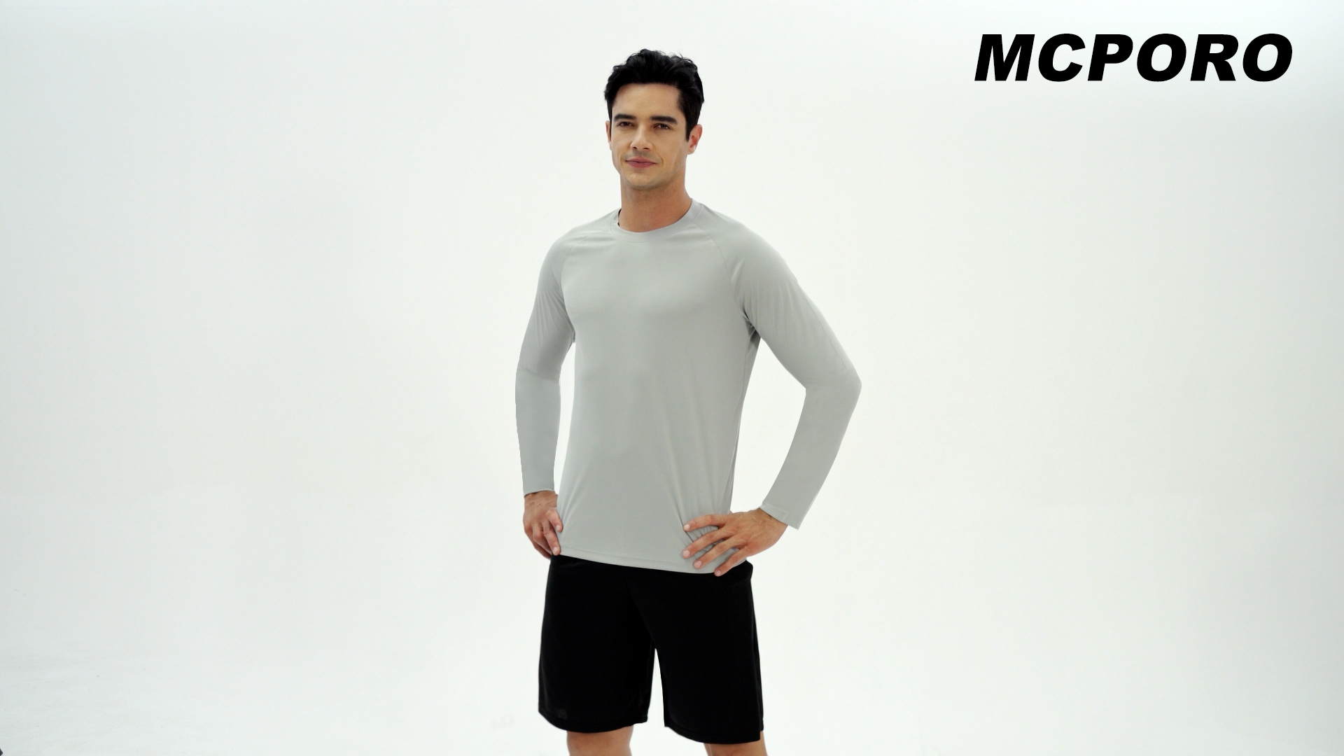 MCPORO Men's Quick Dry Workout Shirts 3 Pack - Moisture Wicking, Short Sleeve, Athletic Gym Tees, Black/Grey