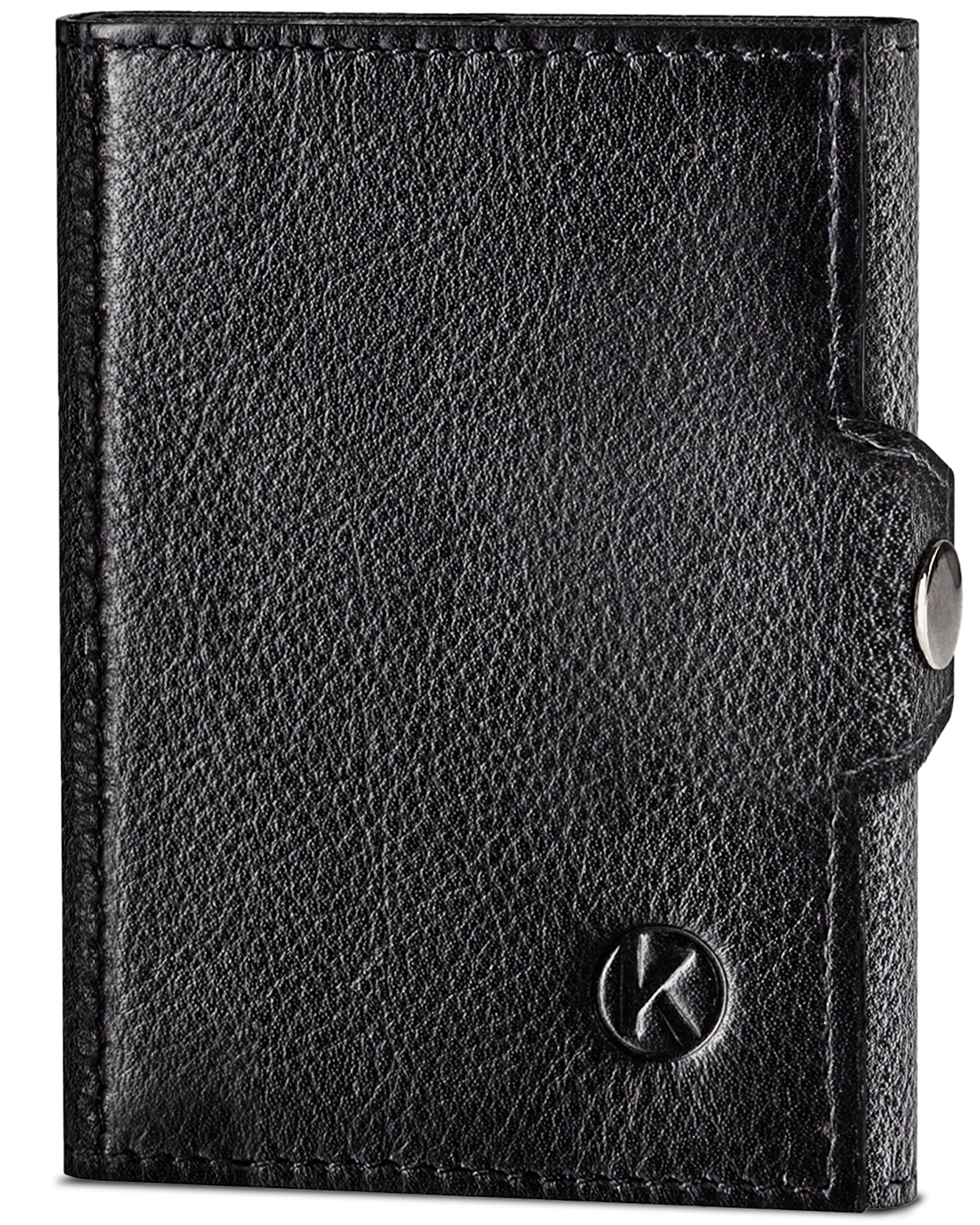 KORUTA® Slim Wallet mit XL Münzfach & RFID Schutz - Kartenetui - Mini Geldbörse für Herren & Damen - Kreditkartenetui Geldbeutel klein Portmonee Portemonnaie (Schwarz)