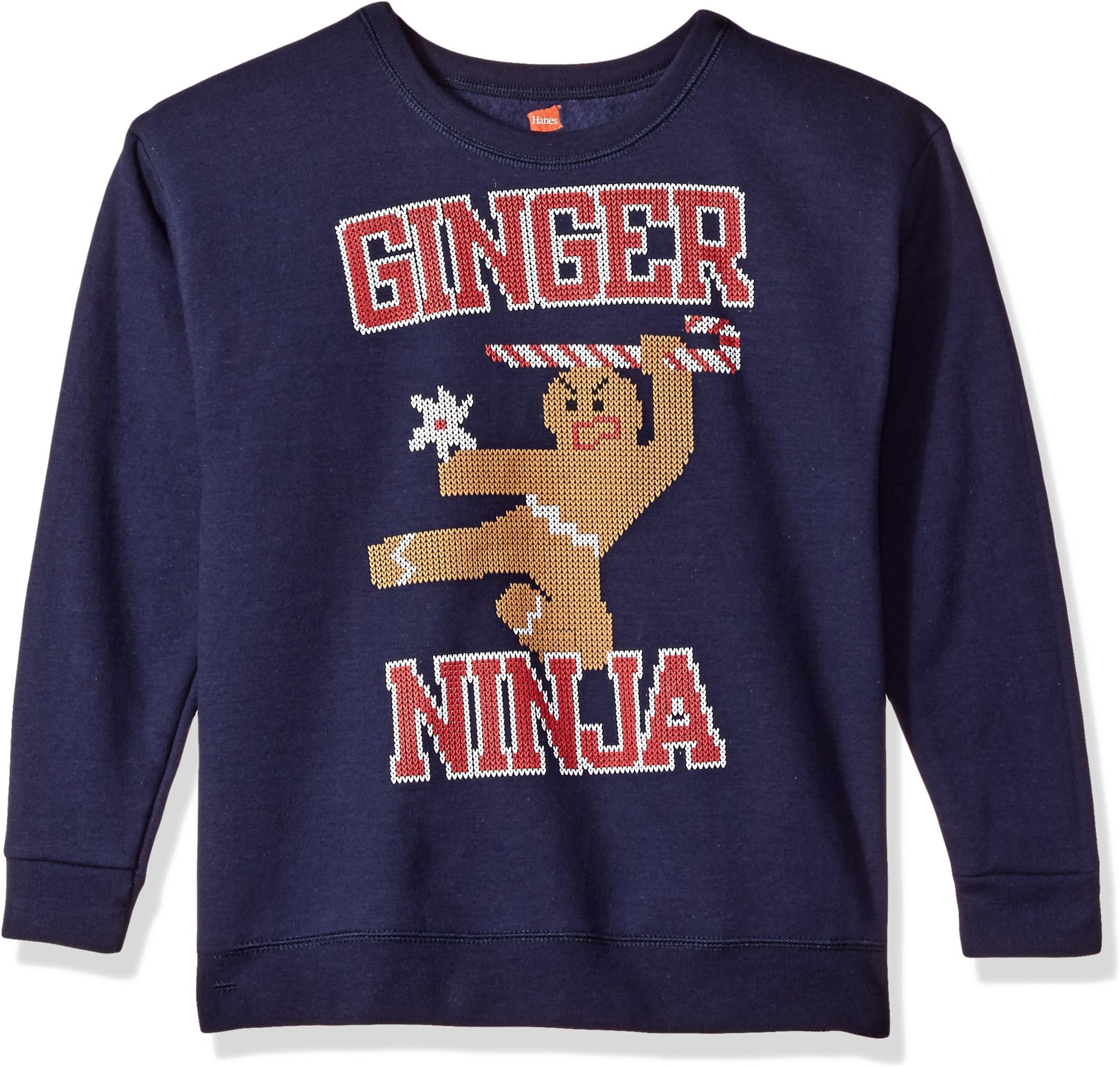Boys' Big Ugly Christmas Sweatshirt, Navy/Ginger Ninja, Medium