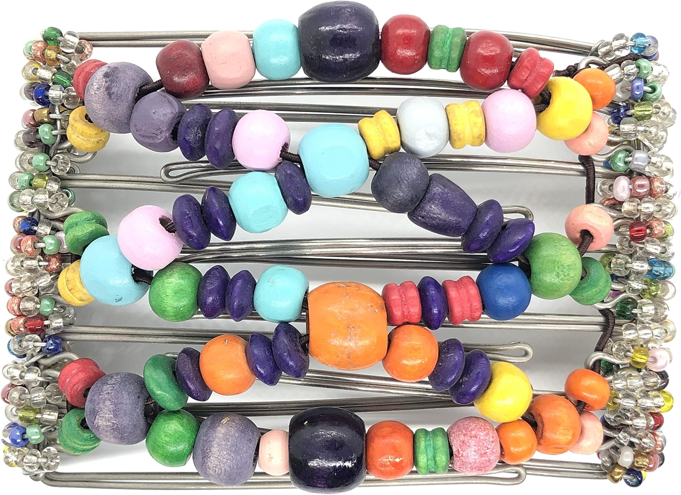 Medium Butterfly Hair Clip with Pretty African Beads and Interlocking Combs. Bead Colours Will Vary | 11001