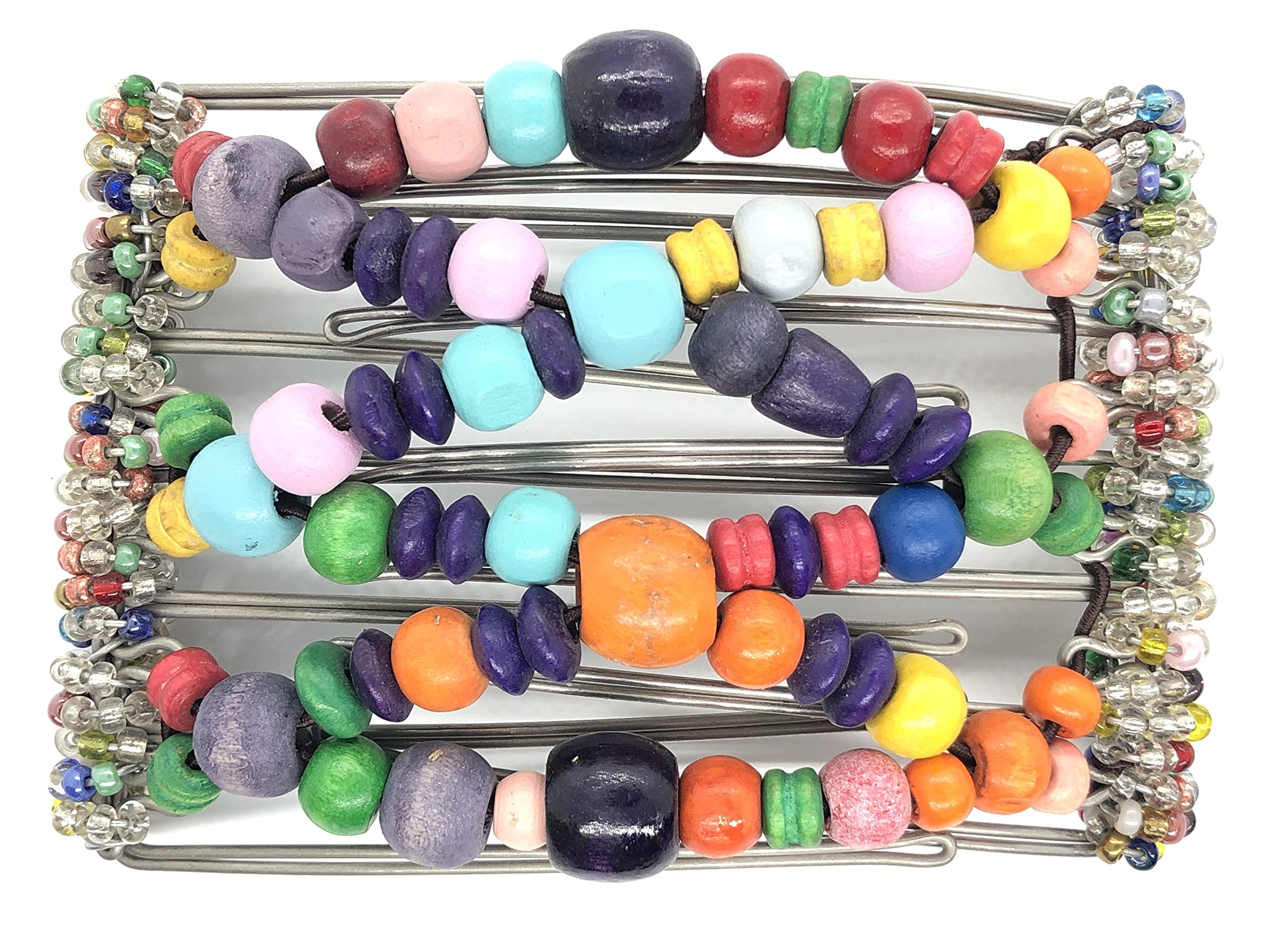 Medium Butterfly Hair Clip with Pretty African Beads and Interlocking Combs. Bead Colours Will Vary | 11001