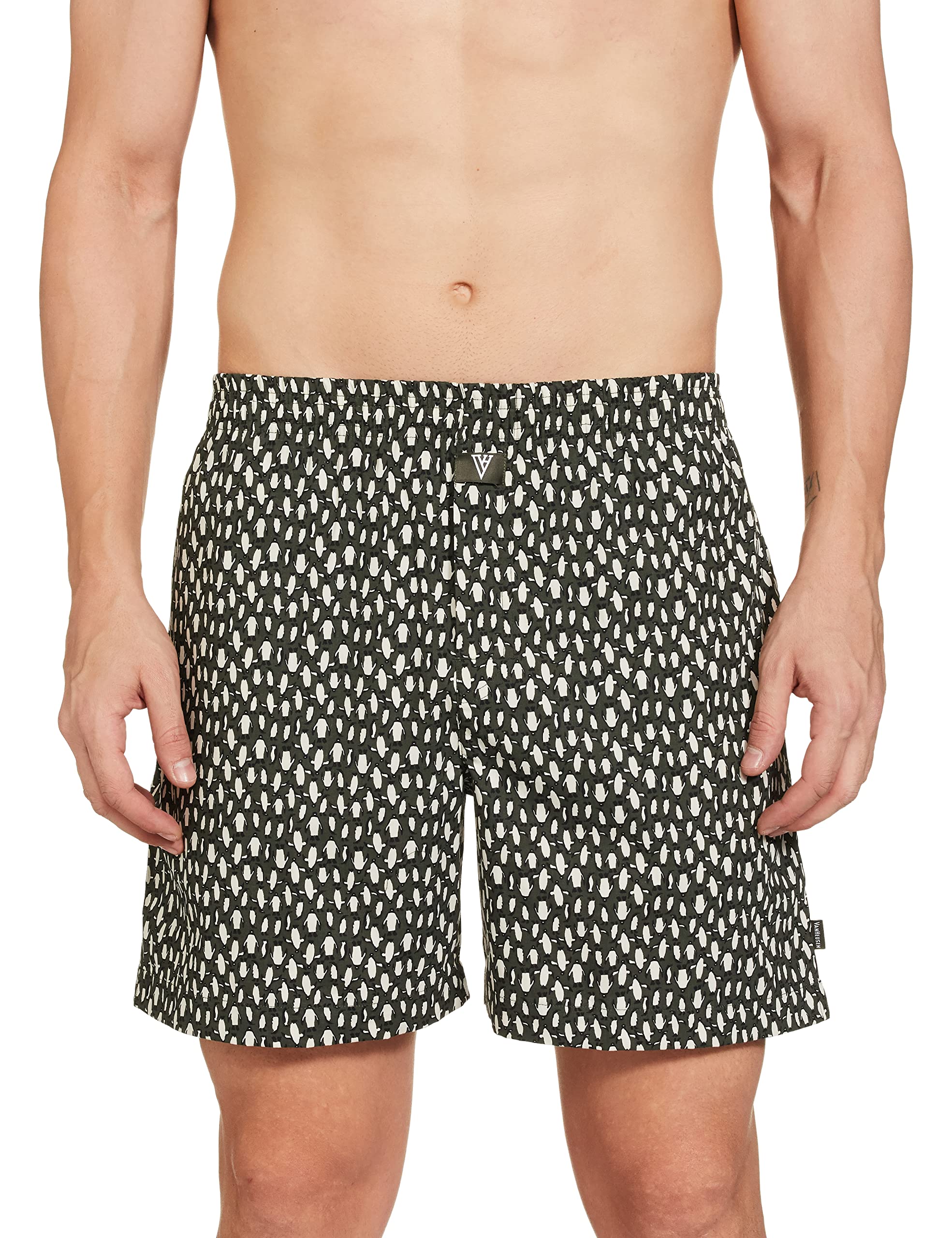 Men Boxer Shorts - 100% Combed Cotton - Allover Print, Side Pocket, Side Slits, Multicolor, Small-image-40
