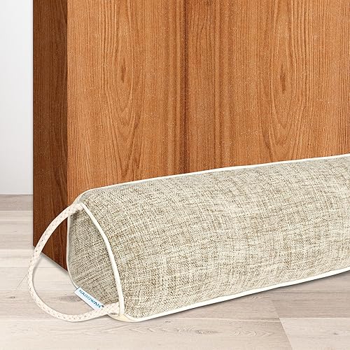 NABOWAN Tope de corriente para debajo de la puerta con peso de 30 pulgadas, bloqueador triangular de corrientes de aire de puerta con bucles de