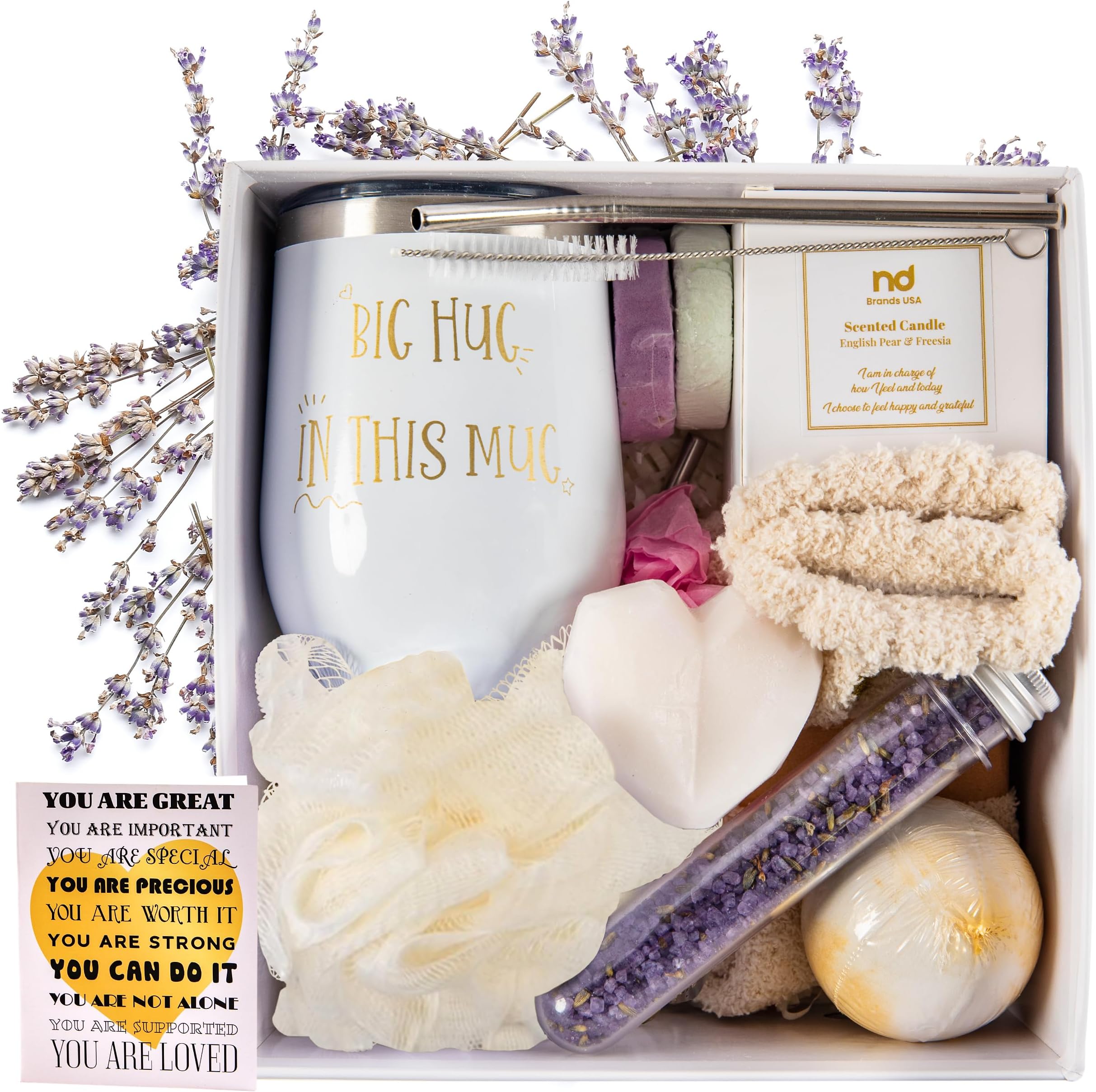 Self Care Gifts for Women, Birthday Care Package, Get Well Soon Relaxing Spa Gift Busket Thinking of You Gift Set for Her Sister Best Friend