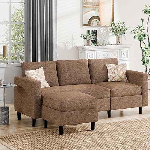 Miniatura 10 de JAMFLY - Sofá seccional convertible en forma de L con otomana, sofás pequeños para sala de estar, sofá de 3 plazas para espacios pequeños