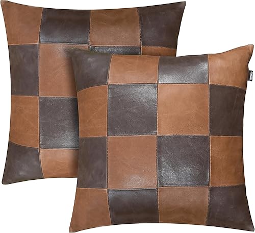 Funda de almohada de piel de cordero  Funda decorativa de cojín para sofá  Fundas para sala de estar y dormitorio, 18 x 18 pulgadas  Ajedrez