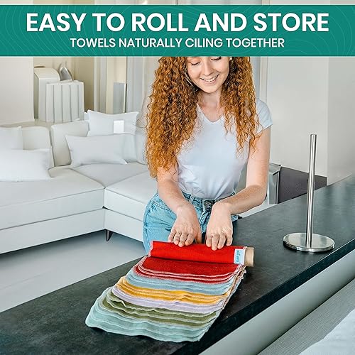 Miniatura 2 de 24 toallas de papel reutilizables  Toallas de papel de tela hechas de 100% algodón para una alta absorción servilletas lavables para uso diario