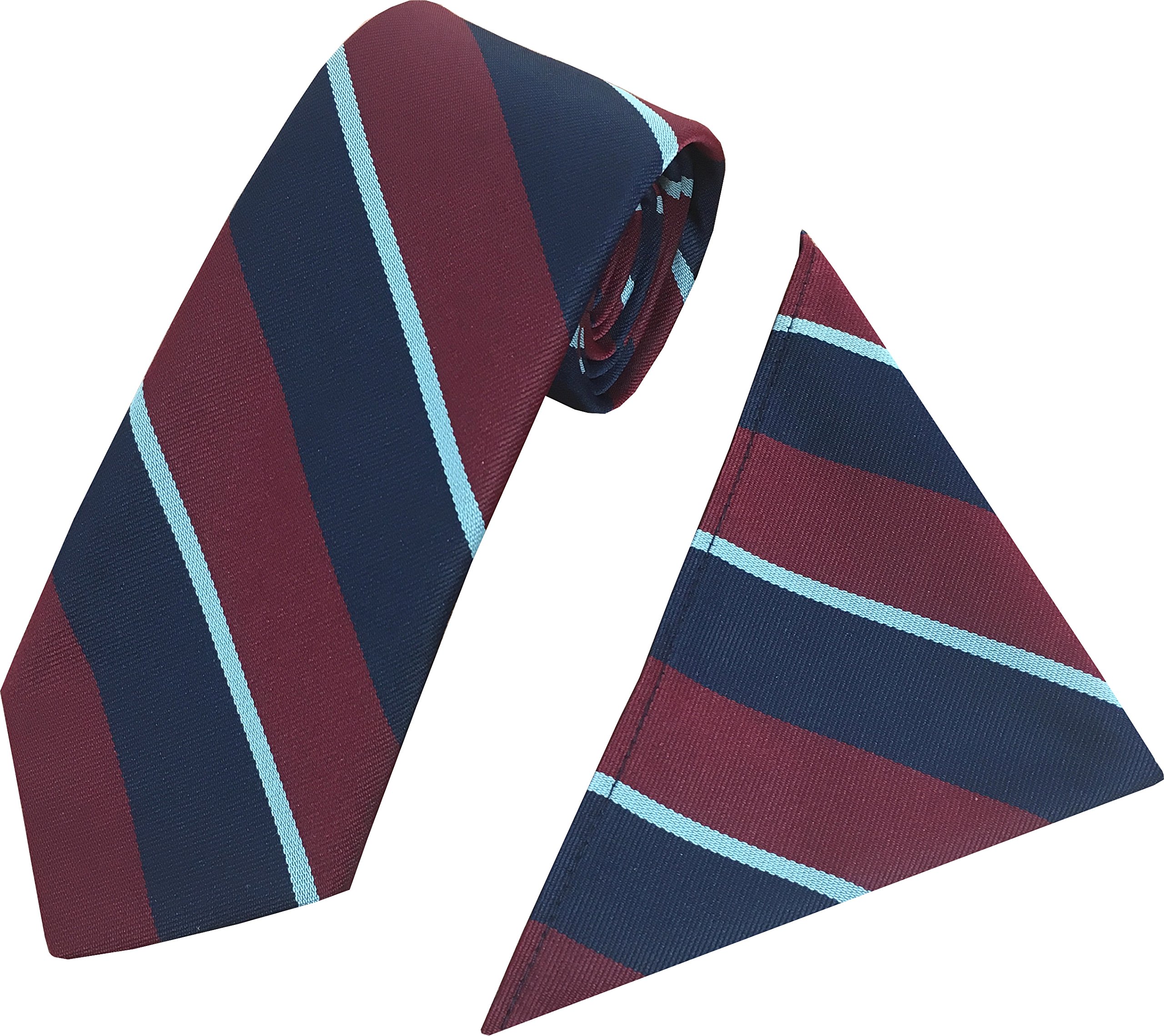 Great British Tie Club Men's Maroon, Navy, White Raf Regital Tie & Hanky Set