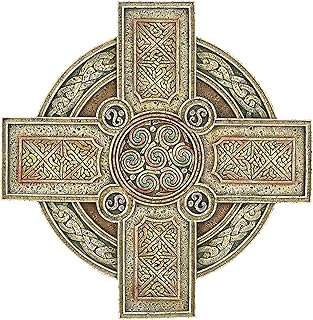 Christian Brand Avalon Gallery Garden Décor - Celtic Cross Stepping Stone Stone-Resin Indoor/Outdoor Catholic Wall Plaque, 10" Tall x 10" Wide, Multicolor