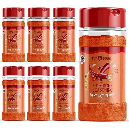Condimento de palomitas de maíz, sabor gourmet de pimiento picante picante, paquete variado, 2.5 onzas (paquete de 6) suministros para la noche de