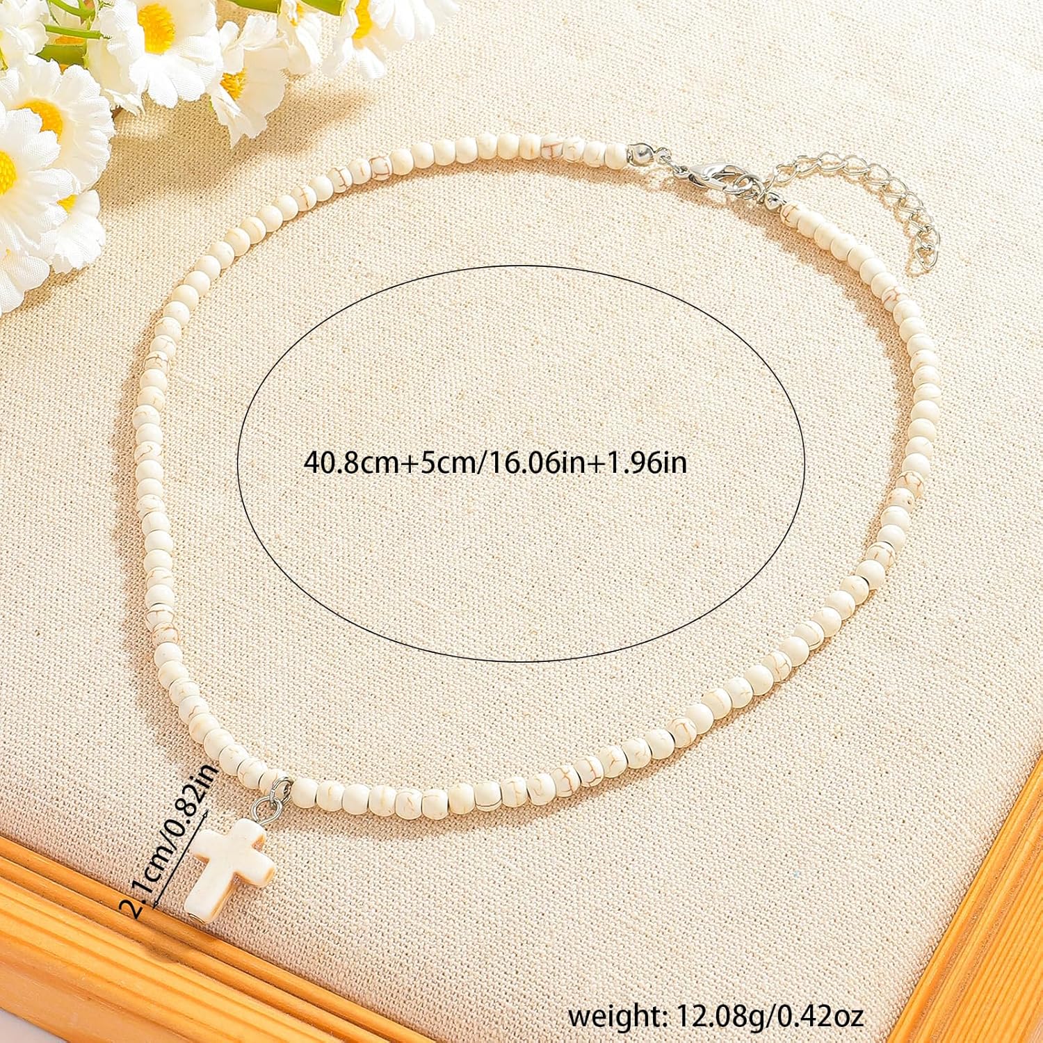 Dainty Beaded Cross Necklace for Women, Bohemian Bead Choker Faith Pendant Jewelry Men Gift - Image 7